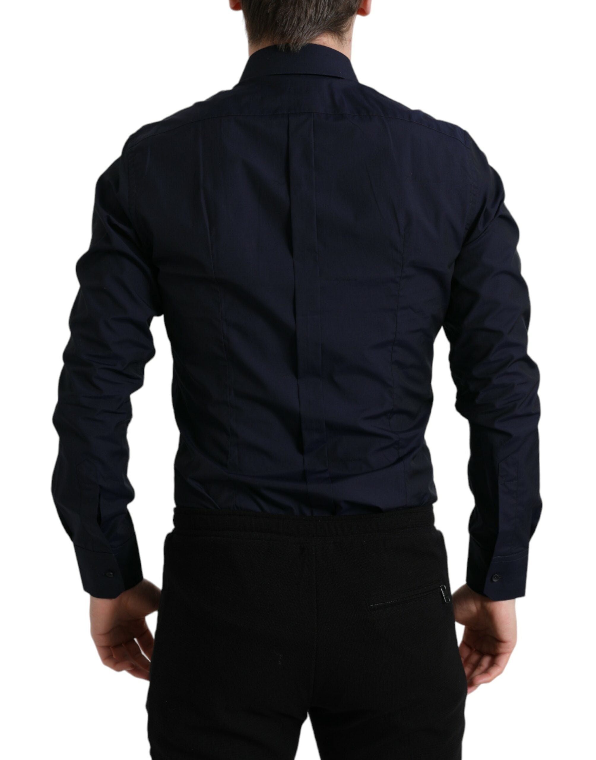 Dolce &amp; Gabbana – Elegantes, marineblaues Jacquard-Hemd