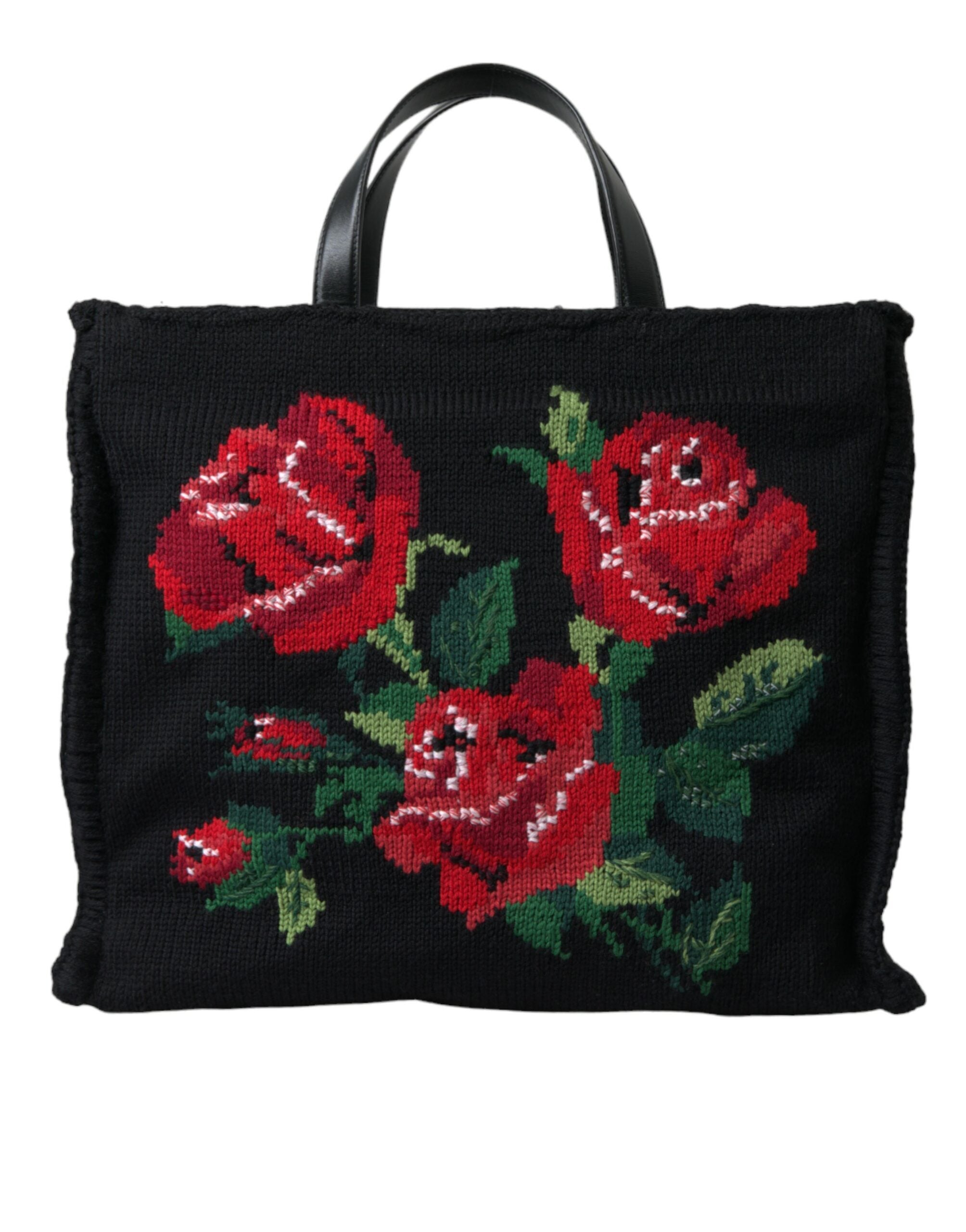 Dolce &amp; Gabbana Geantă neagră cu broderie florală Chic