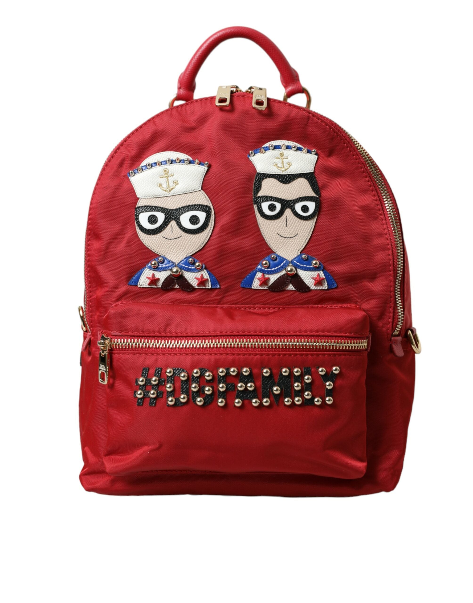 Dolce &amp; Gabbana – Verzierter roter Rucksack mit goldenen Details