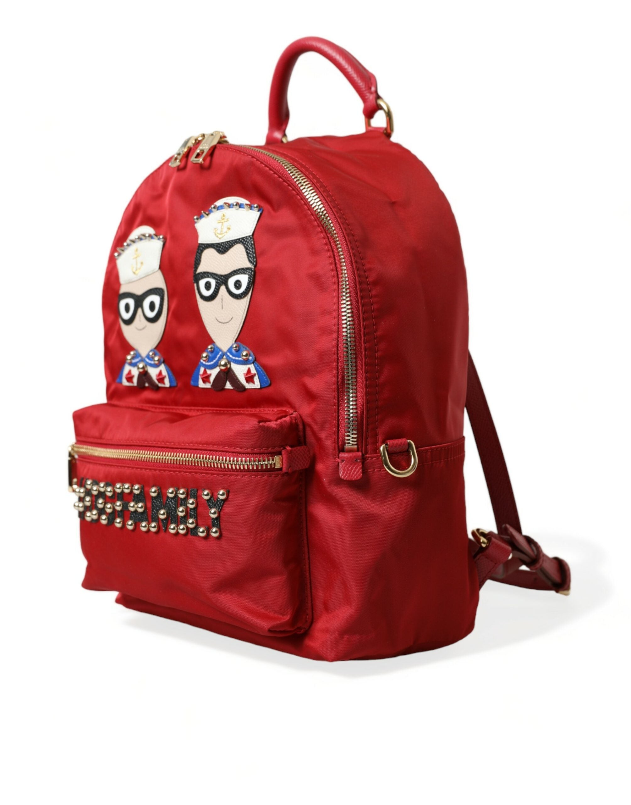 Dolce &amp; Gabbana – Verzierter roter Rucksack mit goldenen Details