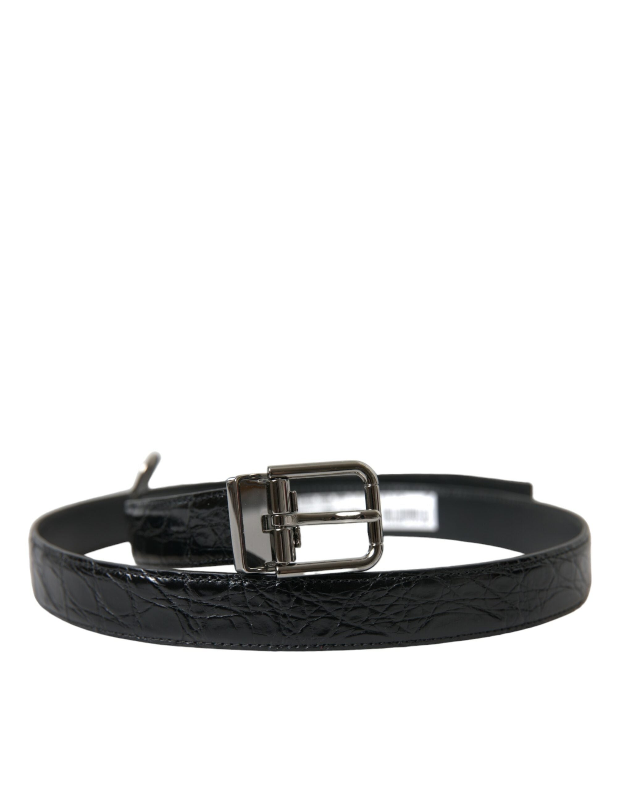 Curea elegantă din piele neagră Dolce &amp; Gabbana cu cataramă metalică