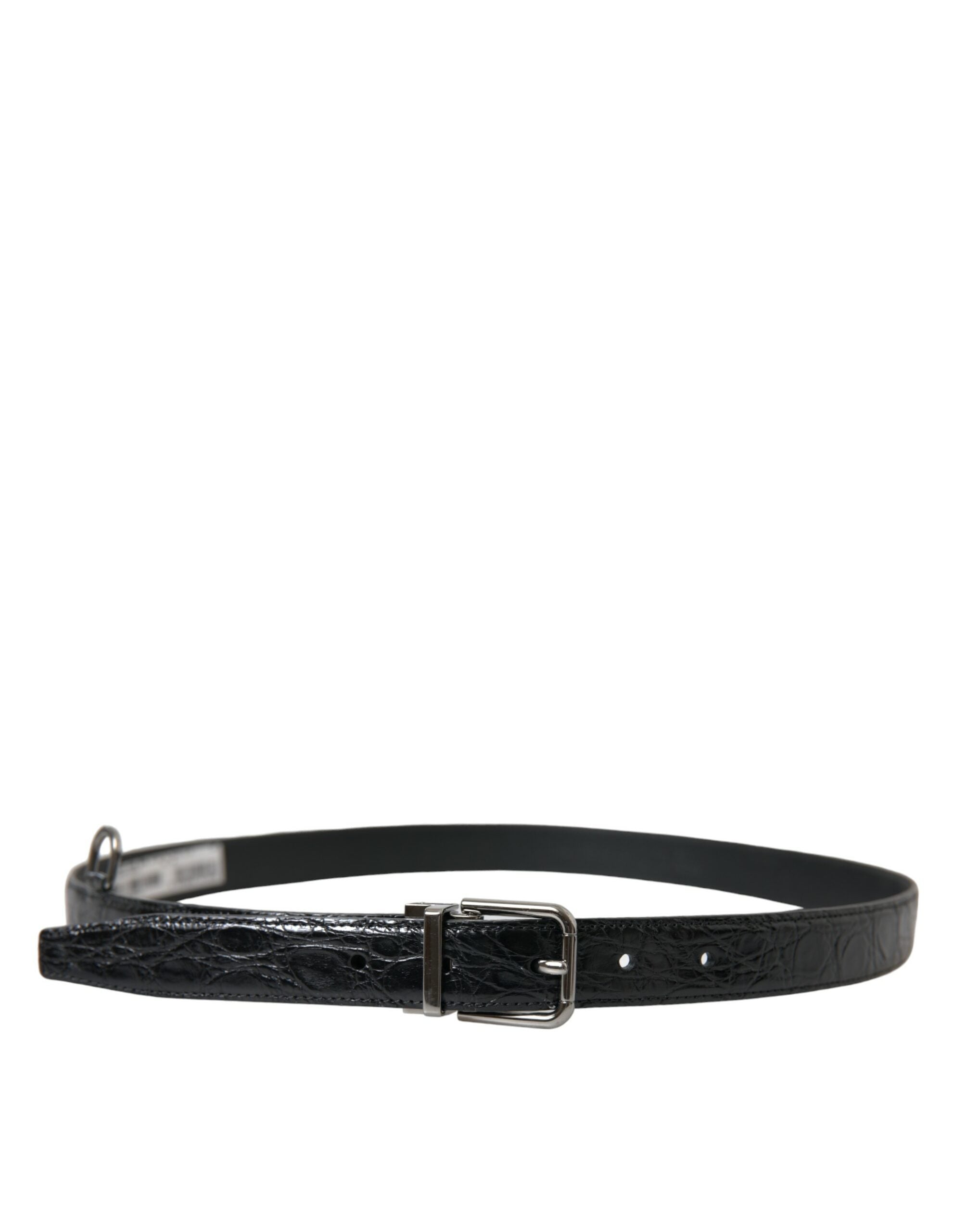 Curea elegantă din piele neagră Dolce &amp; Gabbana cu cataramă metalică