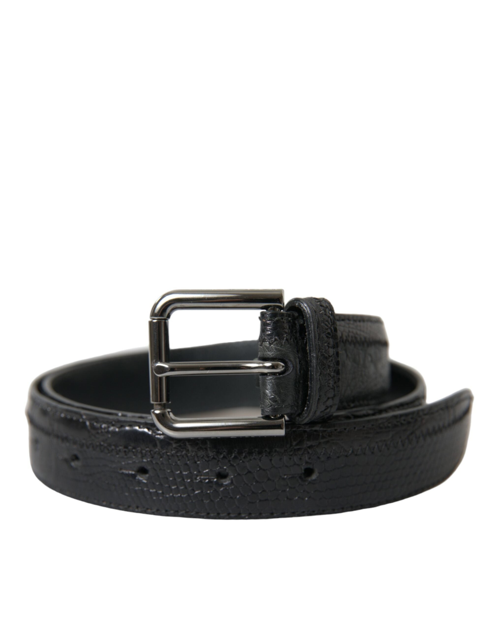 Curea elegantă din piele neagră Dolce &amp; Gabbana cu cataramă metalică