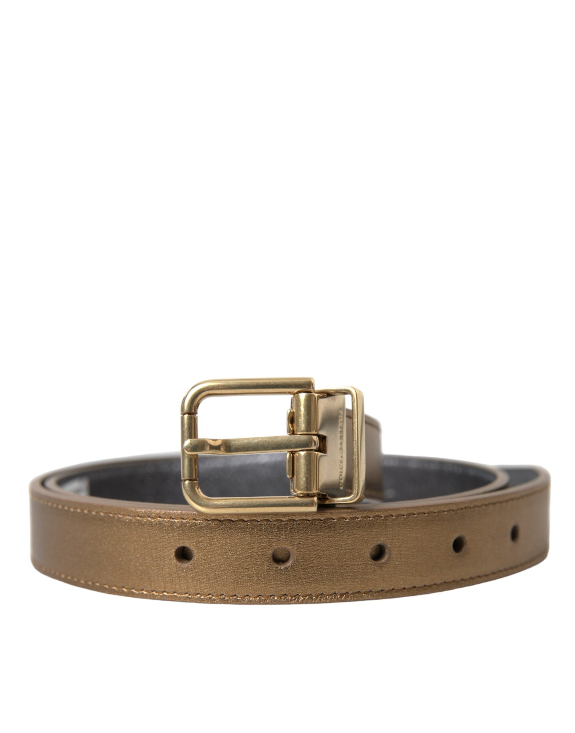 Curea din piele aurie metalică Dolce &amp; Gabbana - Eleganță atemporală