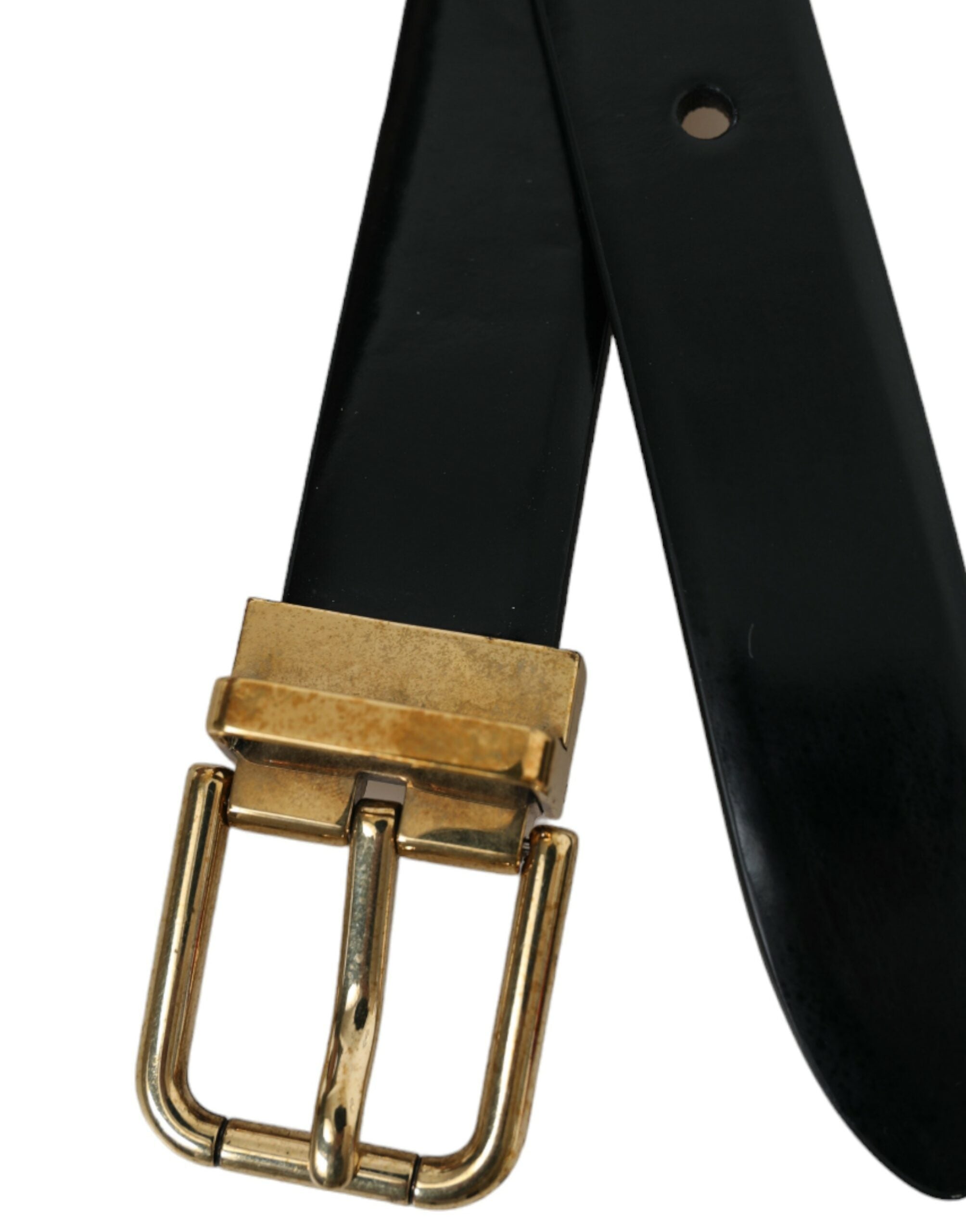 Dolce &amp; Gabbana Eleganter schwarzer Taillengürtel aus Leder mit Logo-Schnalle