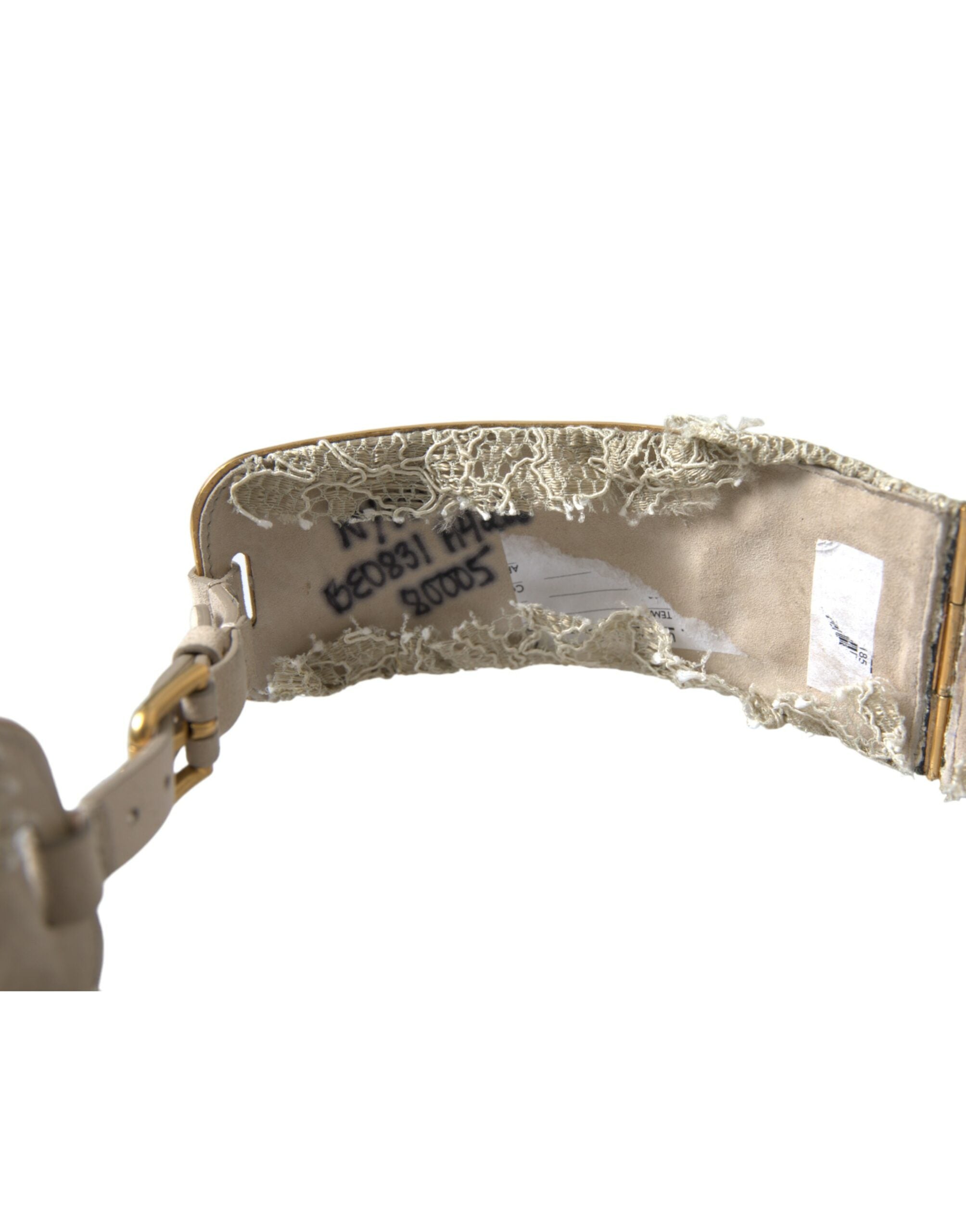 Dolce &amp; Gabbana Eleganter goldfarbener Gürtel mit Kunstperlen und Blumenmuster