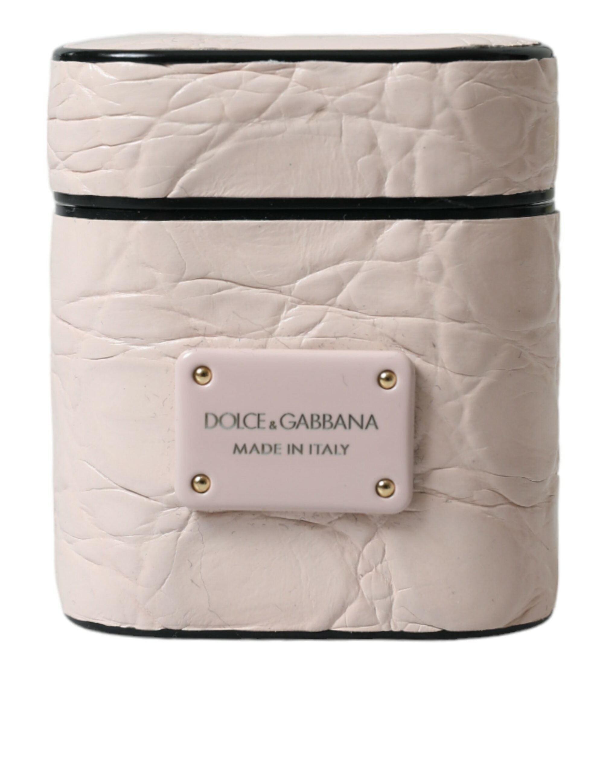 Husă elegantă Dolce &amp; Gabbana pentru Airpods, roz deschis, din piele