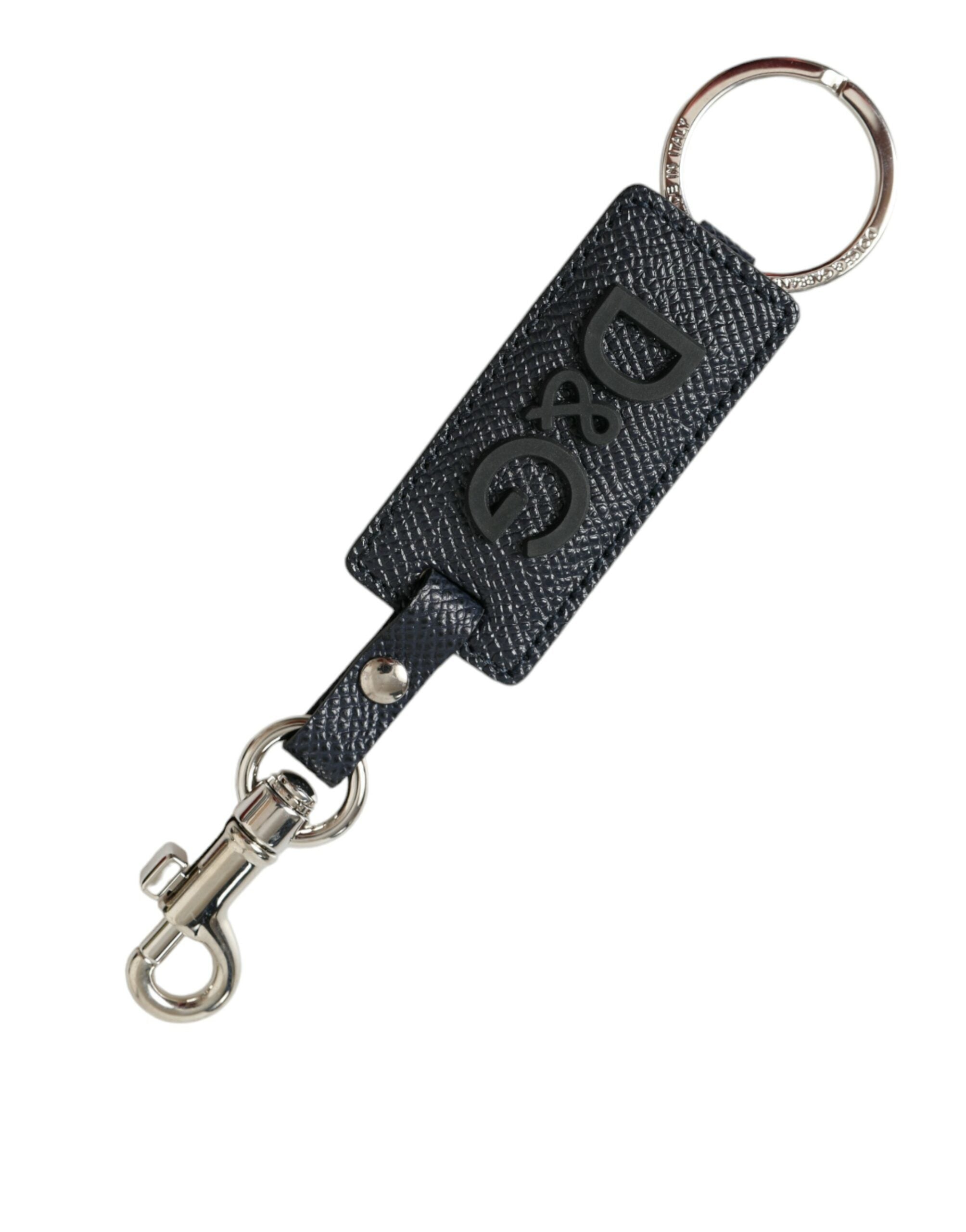 Breloc elegant din piele Dolce &amp; Gabbana, negru și argintiu