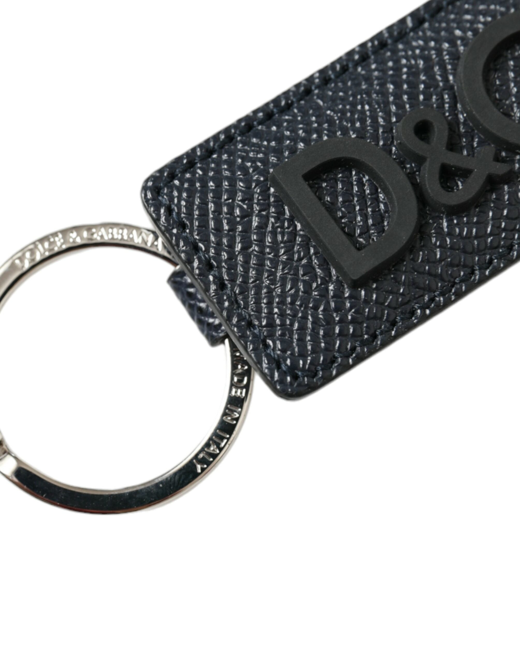 Breloc elegant din piele Dolce &amp; Gabbana, negru și argintiu