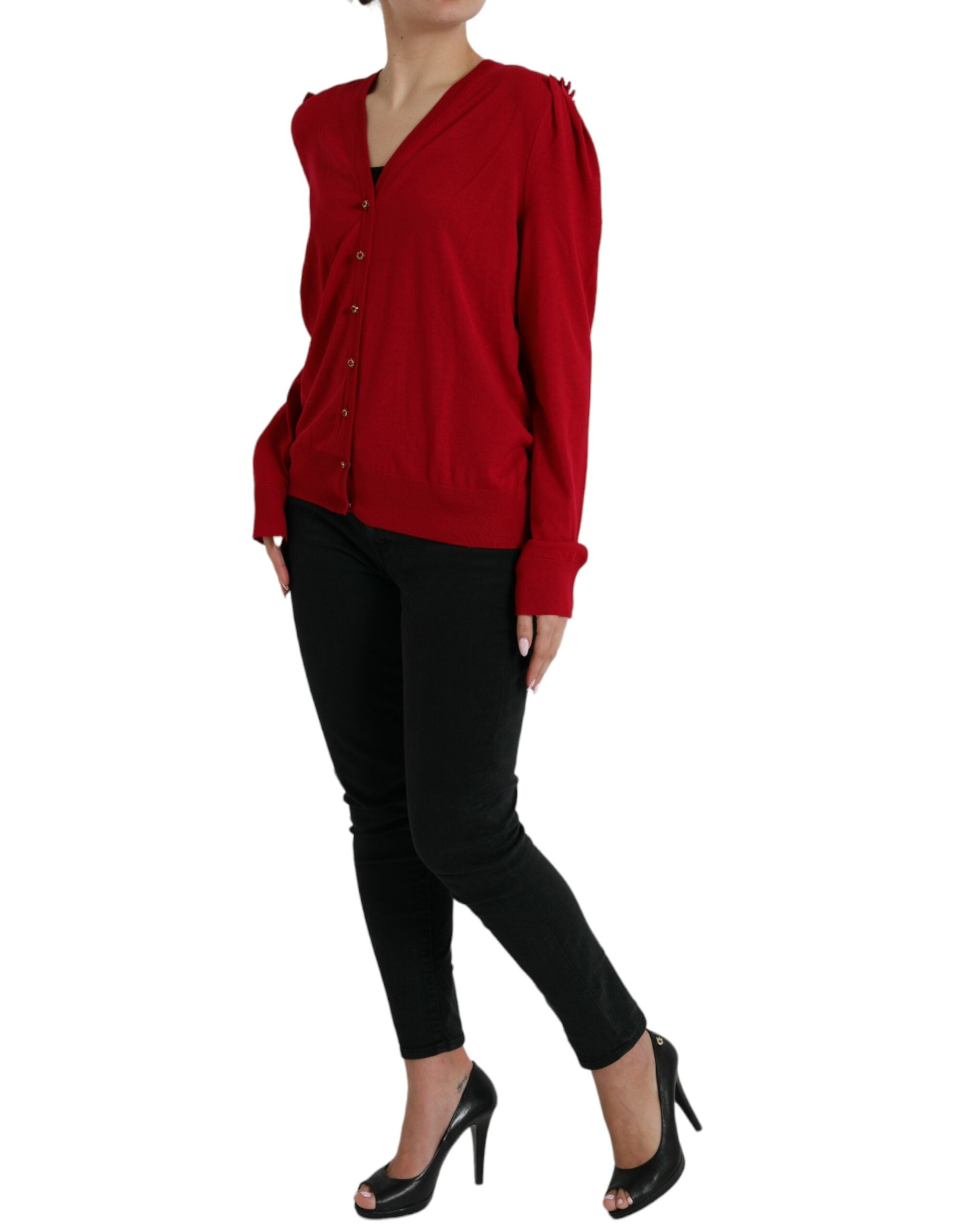 Dolce &amp; Gabbana Elegante rote Wolljacke mit V-Ausschnitt