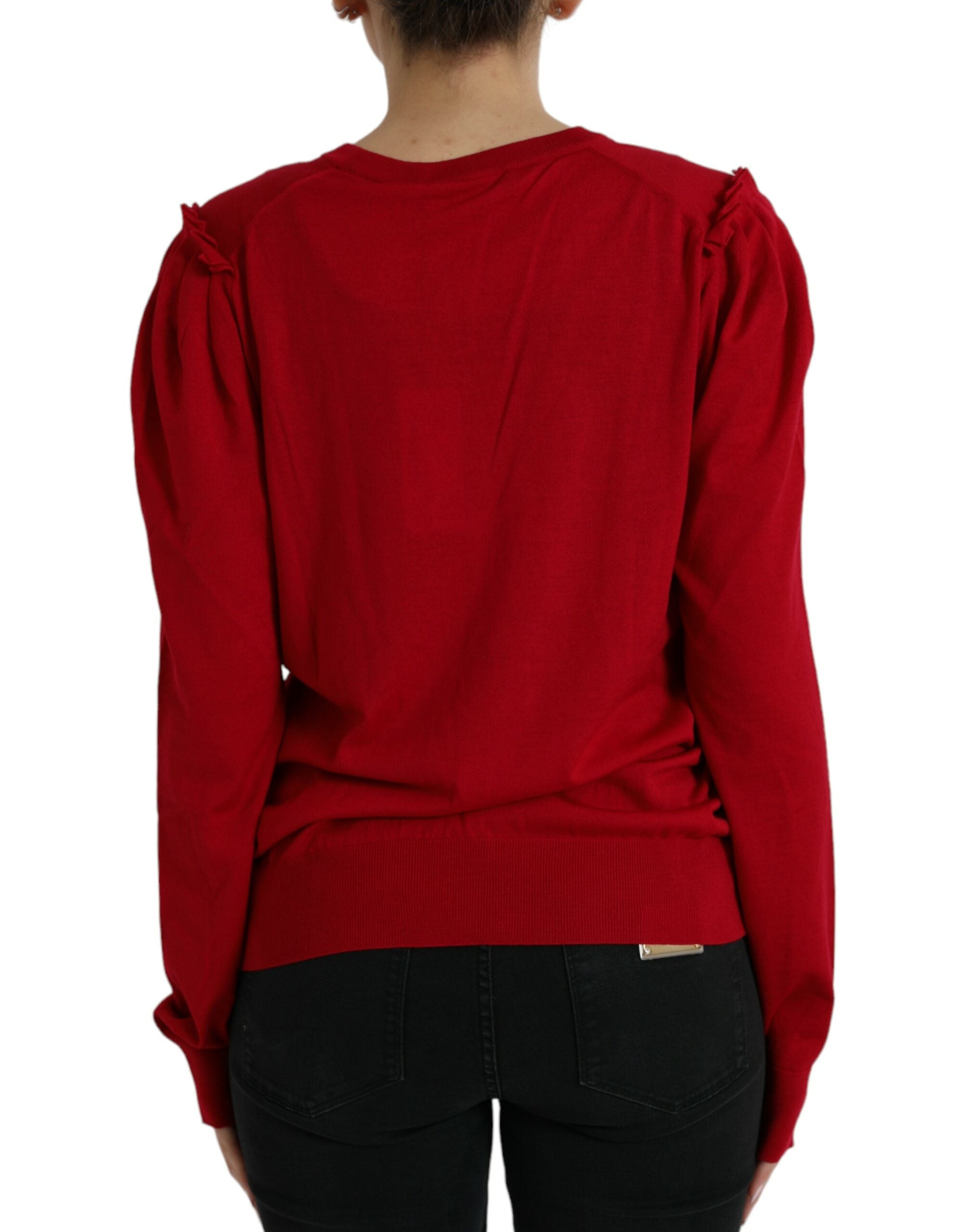 Dolce &amp; Gabbana Elegante rote Wolljacke mit V-Ausschnitt
