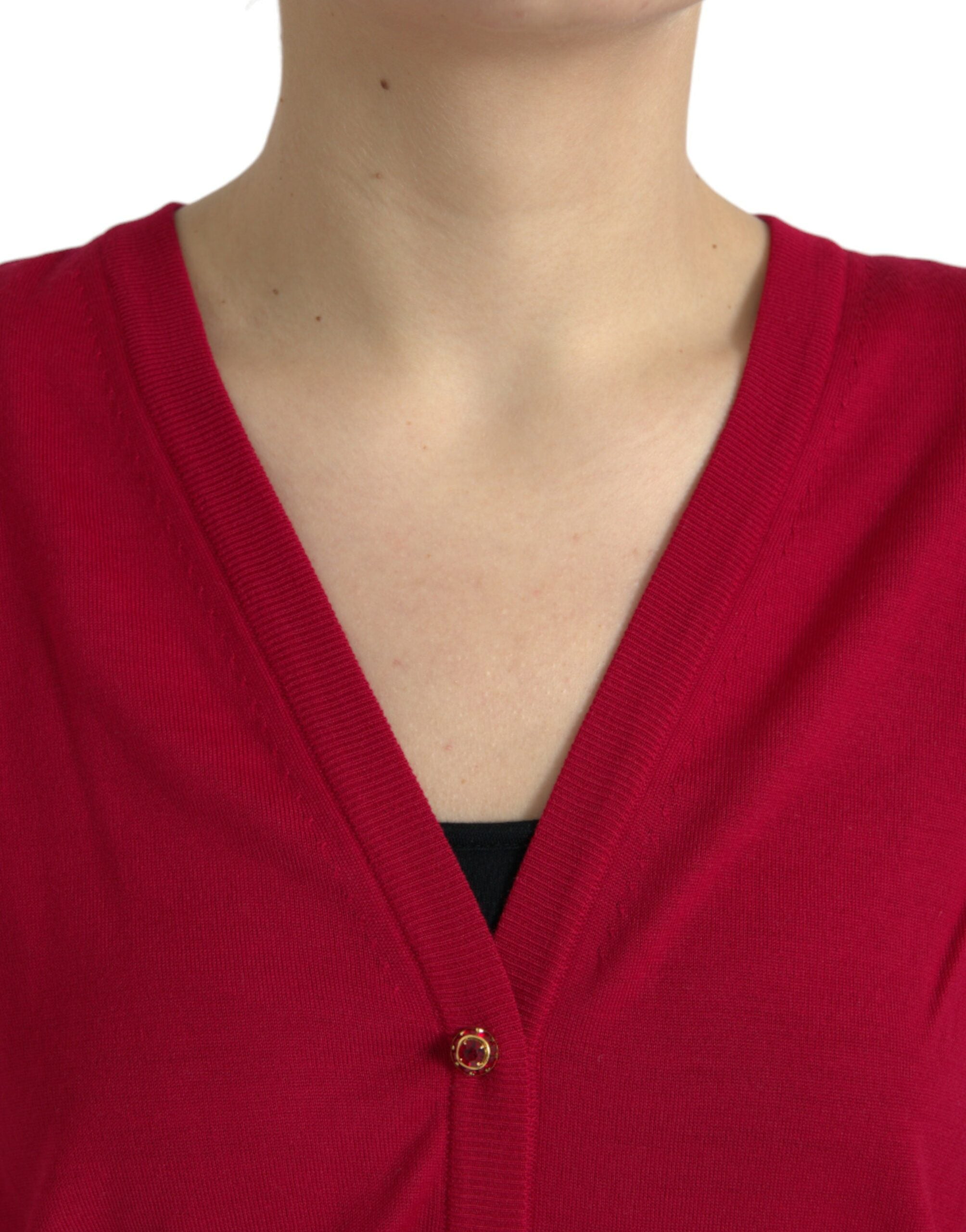 Dolce &amp; Gabbana Elegante rote Wolljacke mit V-Ausschnitt