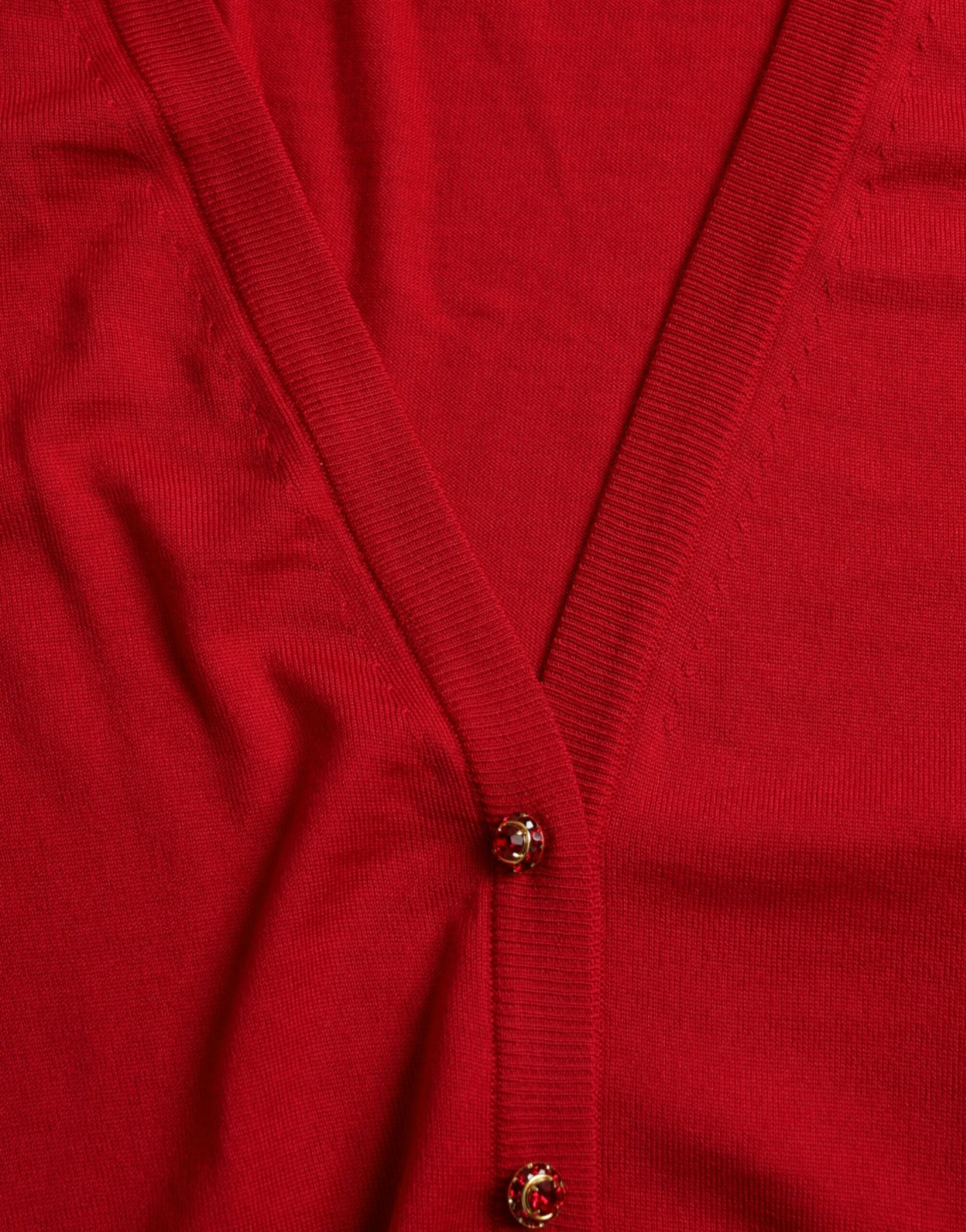 Dolce &amp; Gabbana Elegante rote Wolljacke mit V-Ausschnitt