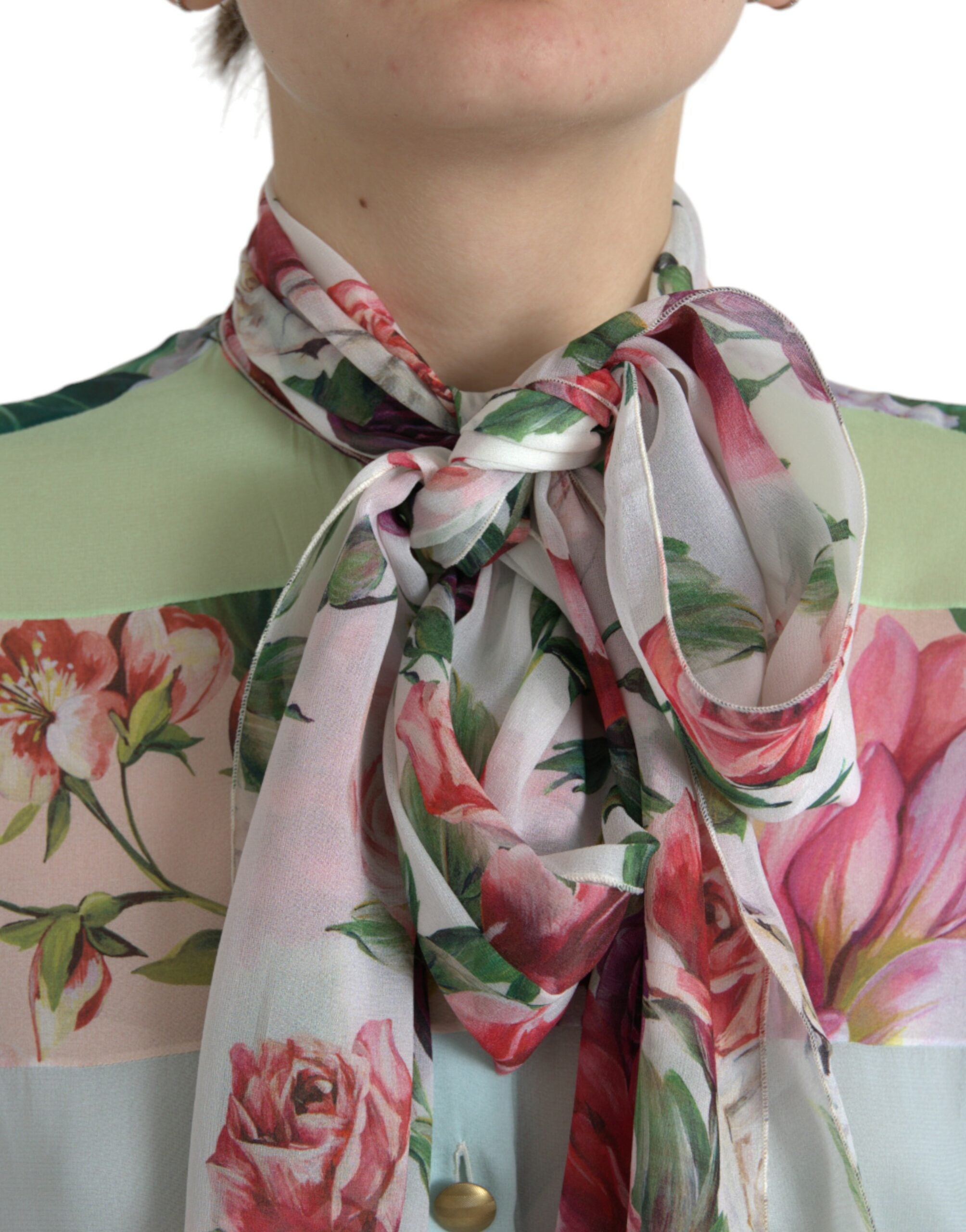 Dolce &amp; Gabbana Bluză elegantă cu mânecă lungă din amestec de mătase multicoloră