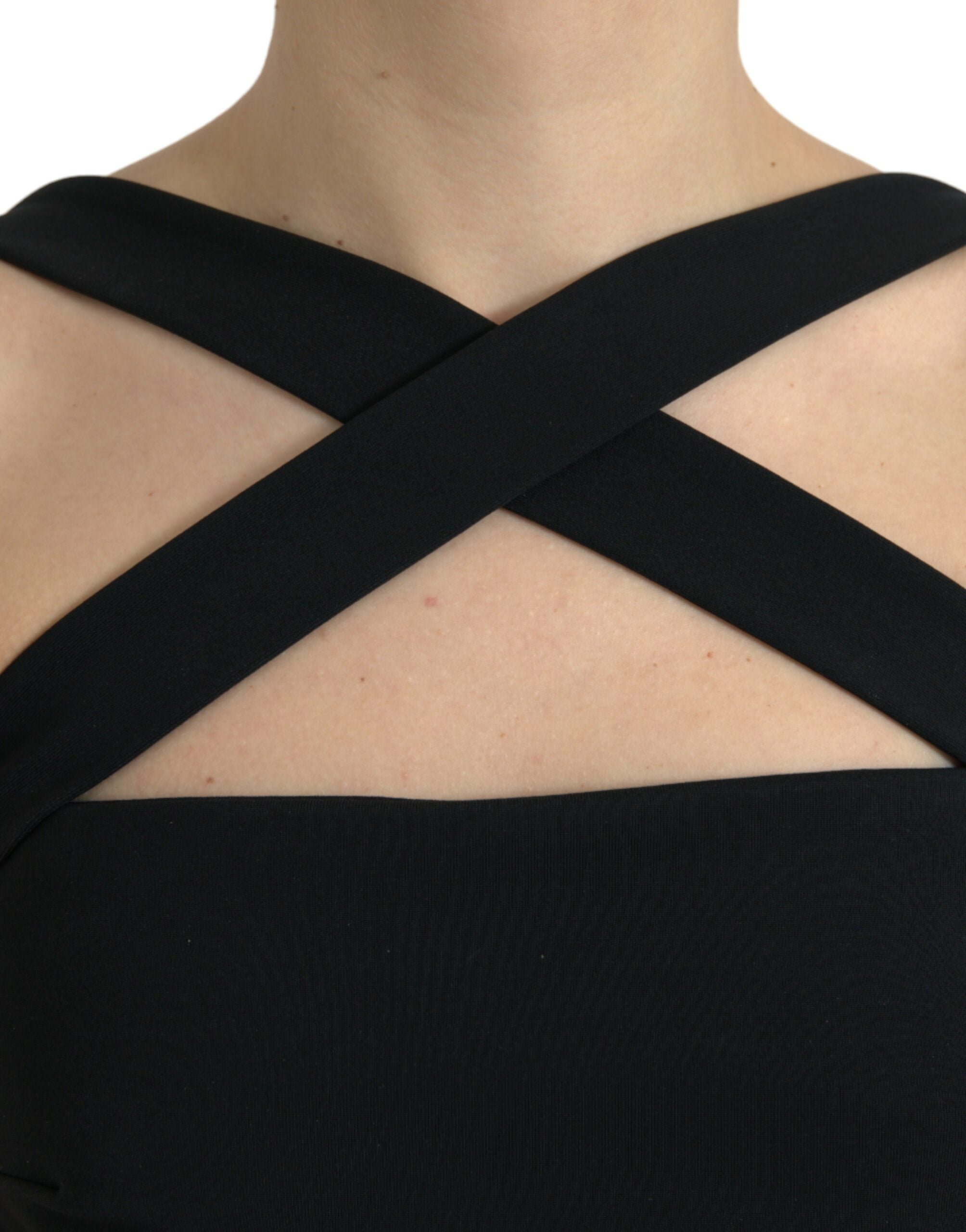 Dolce &amp; Gabbana – Elegantes schwarzes Neckholder-Midikleid