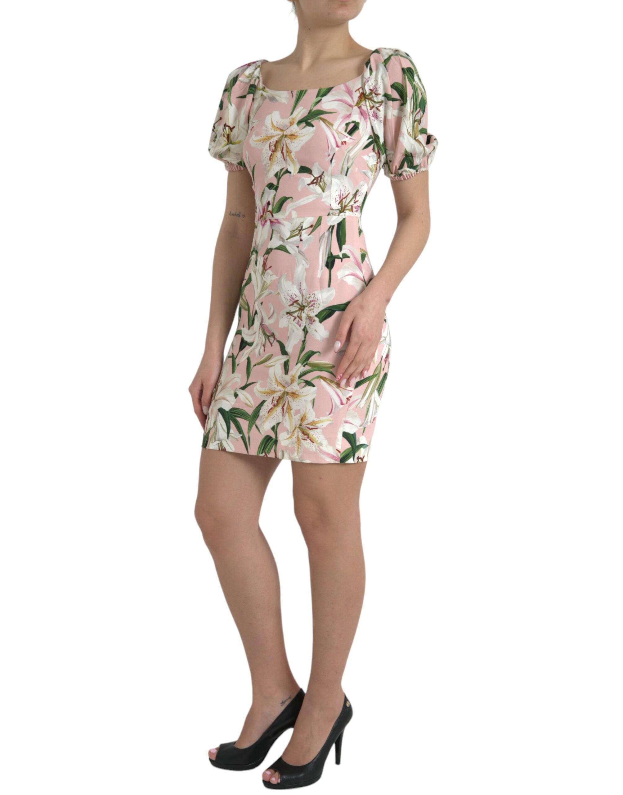 Rochie elegantă Dolce &amp; Gabbana cu imprimeu de crini roz