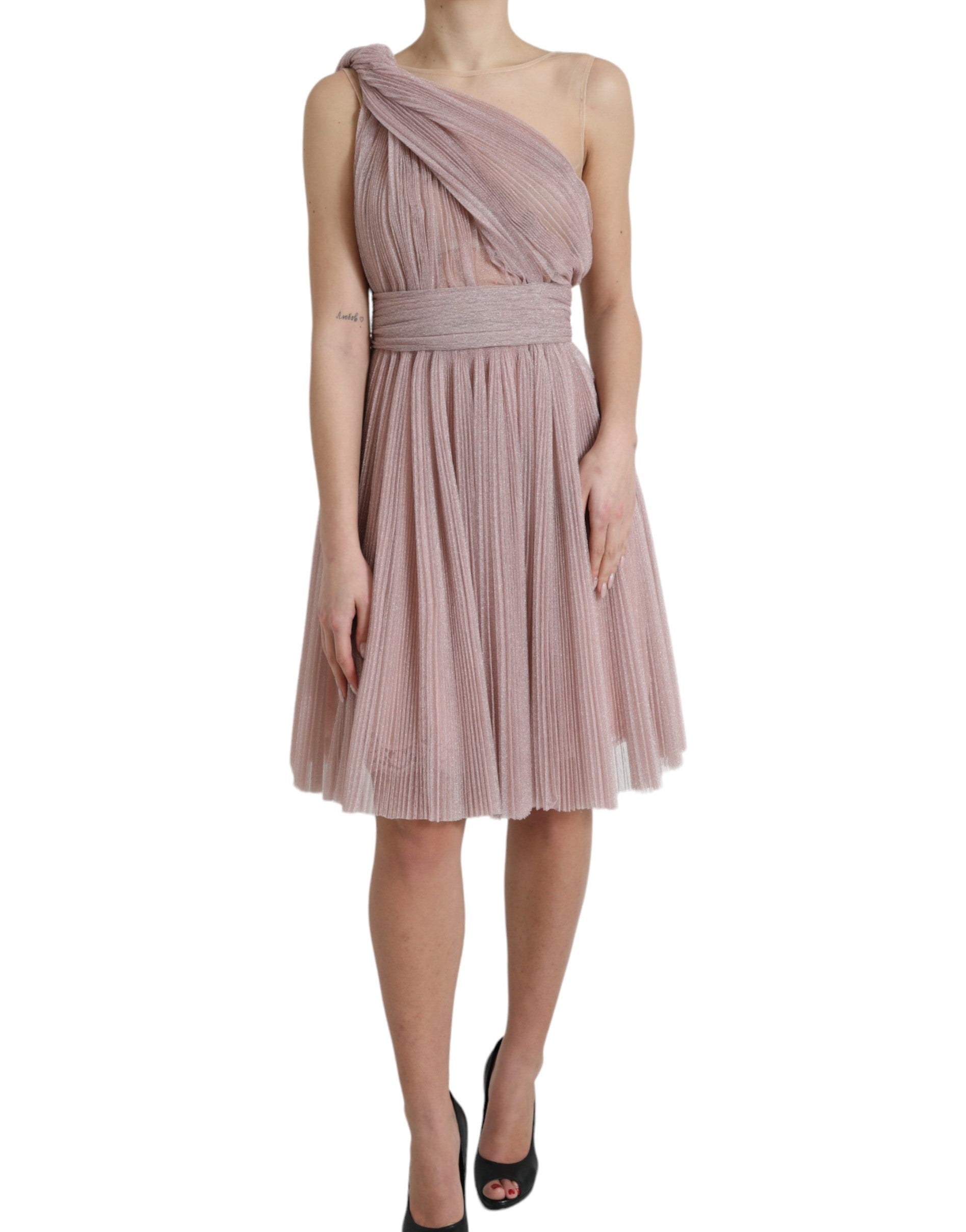 Rochie plisată cu un singur umăr, liliac, Dolce &amp; Gabbana, de designer