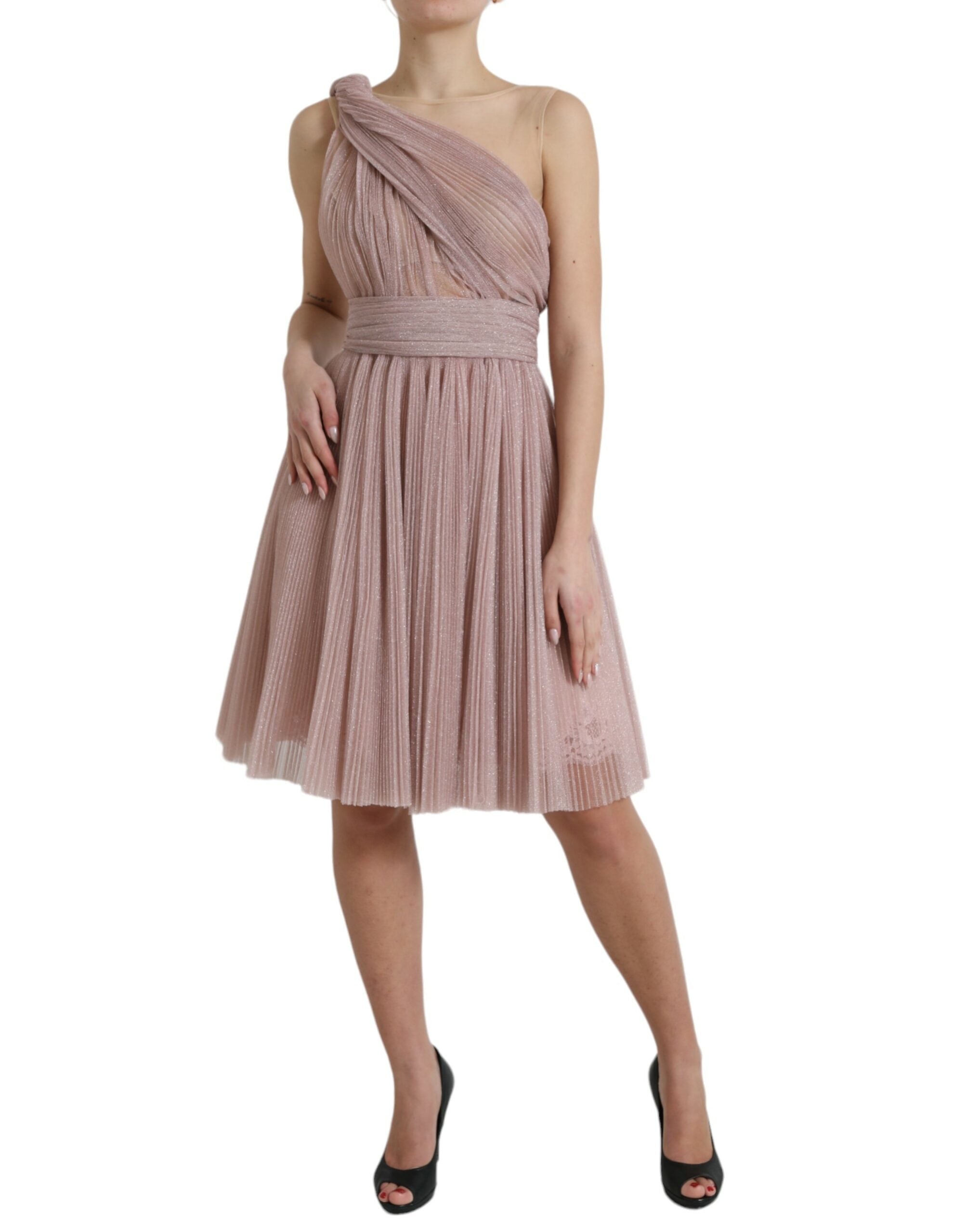 Rochie plisată cu un singur umăr, liliac, Dolce &amp; Gabbana, de designer