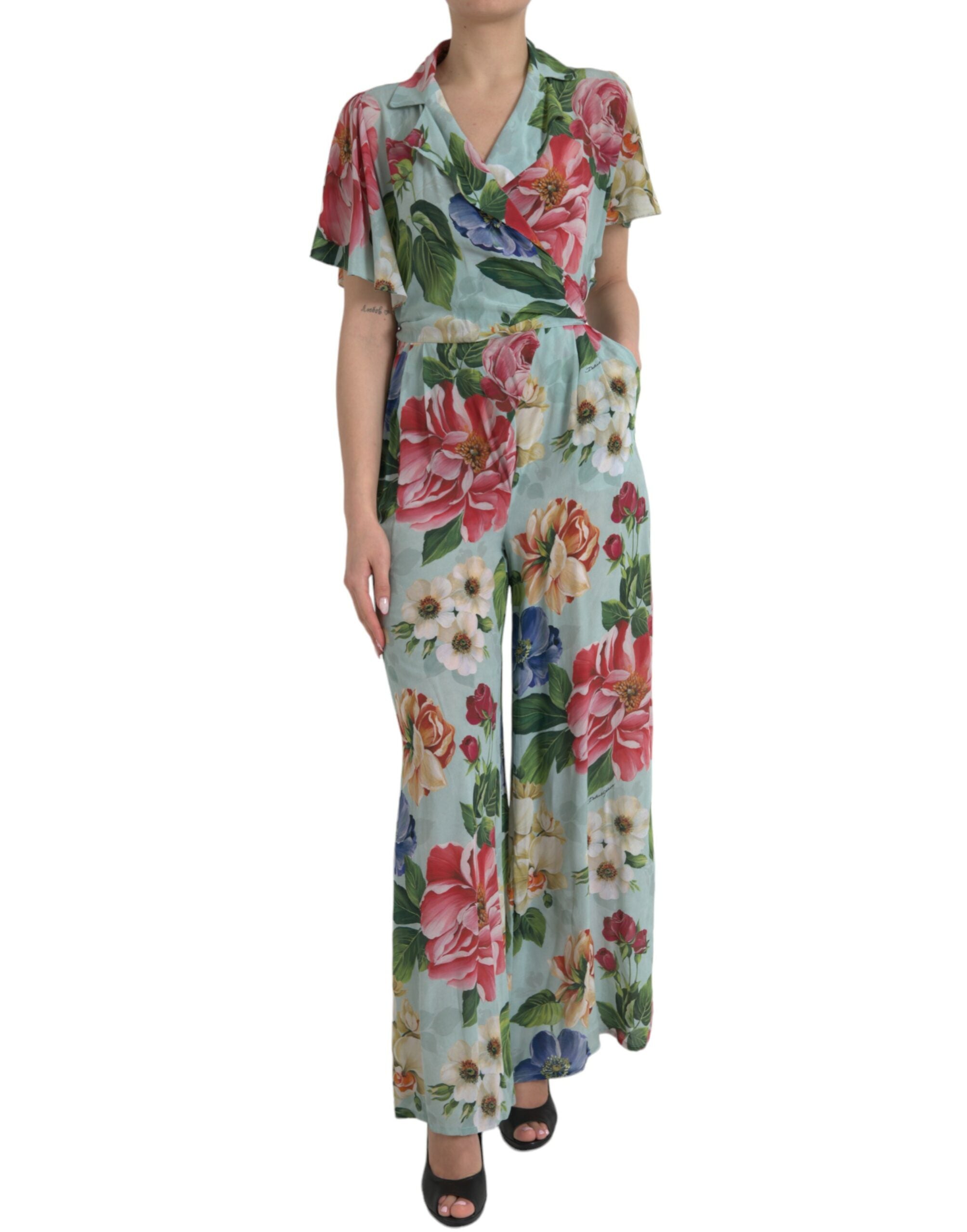 Salopă elegantă din crep de mătase florală Dolce &amp; Gabbana