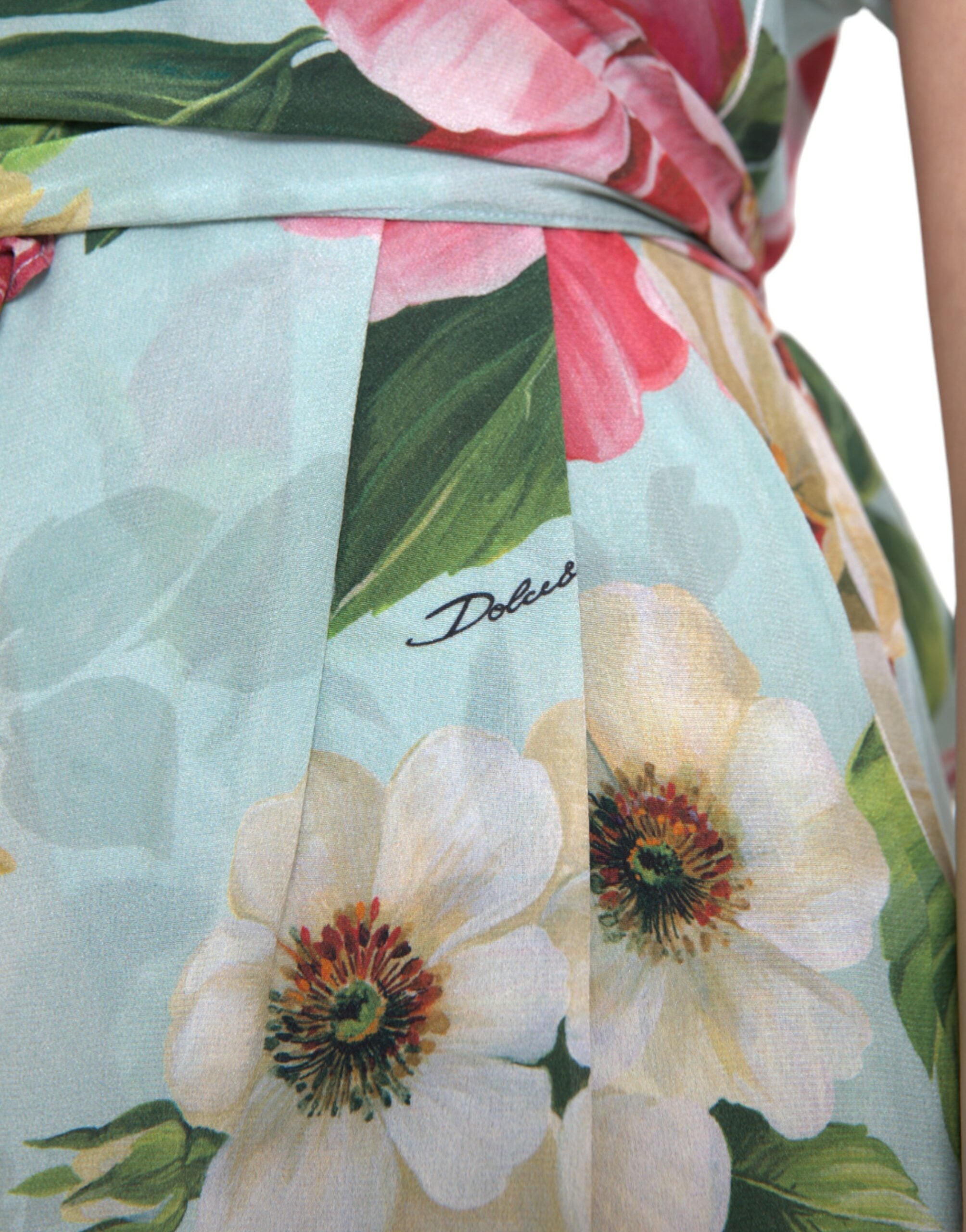 Salopă elegantă din crep de mătase florală Dolce &amp; Gabbana