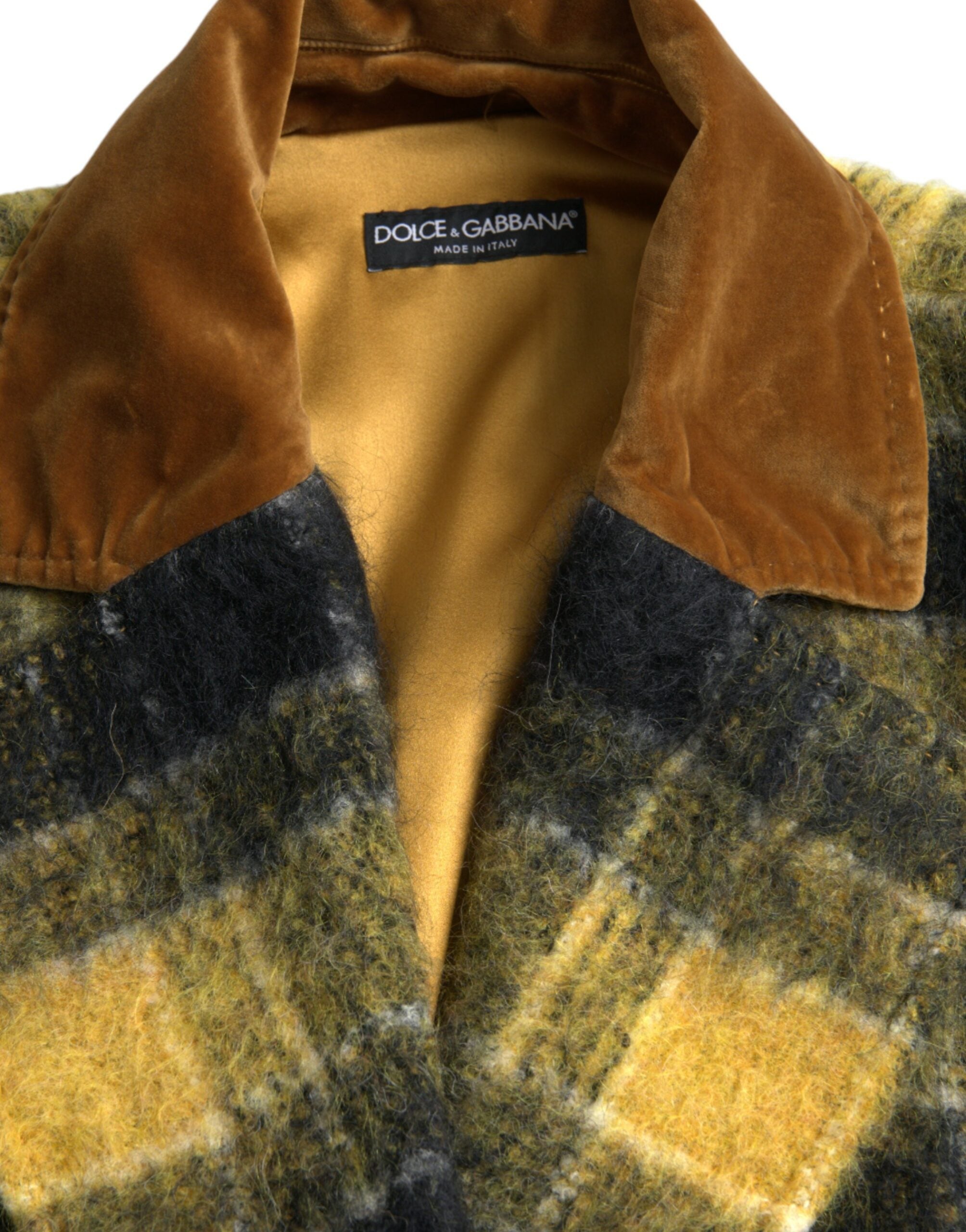 Dolce &amp; Gabbana – Schicker, karierter, langer Trenchcoat in Sonnengelb
