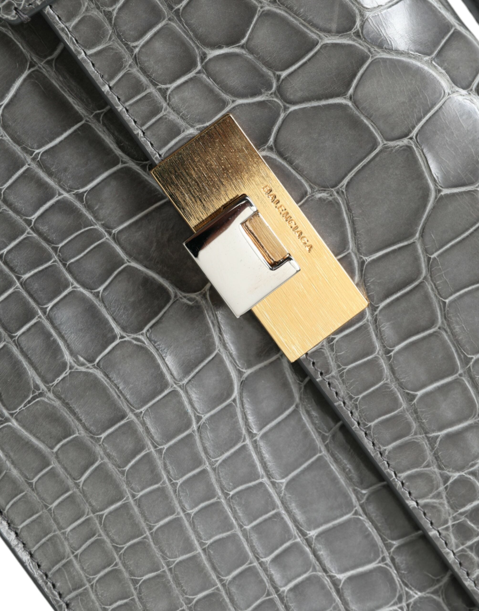 Geantă de umăr medie Balenciaga din piele de aligator