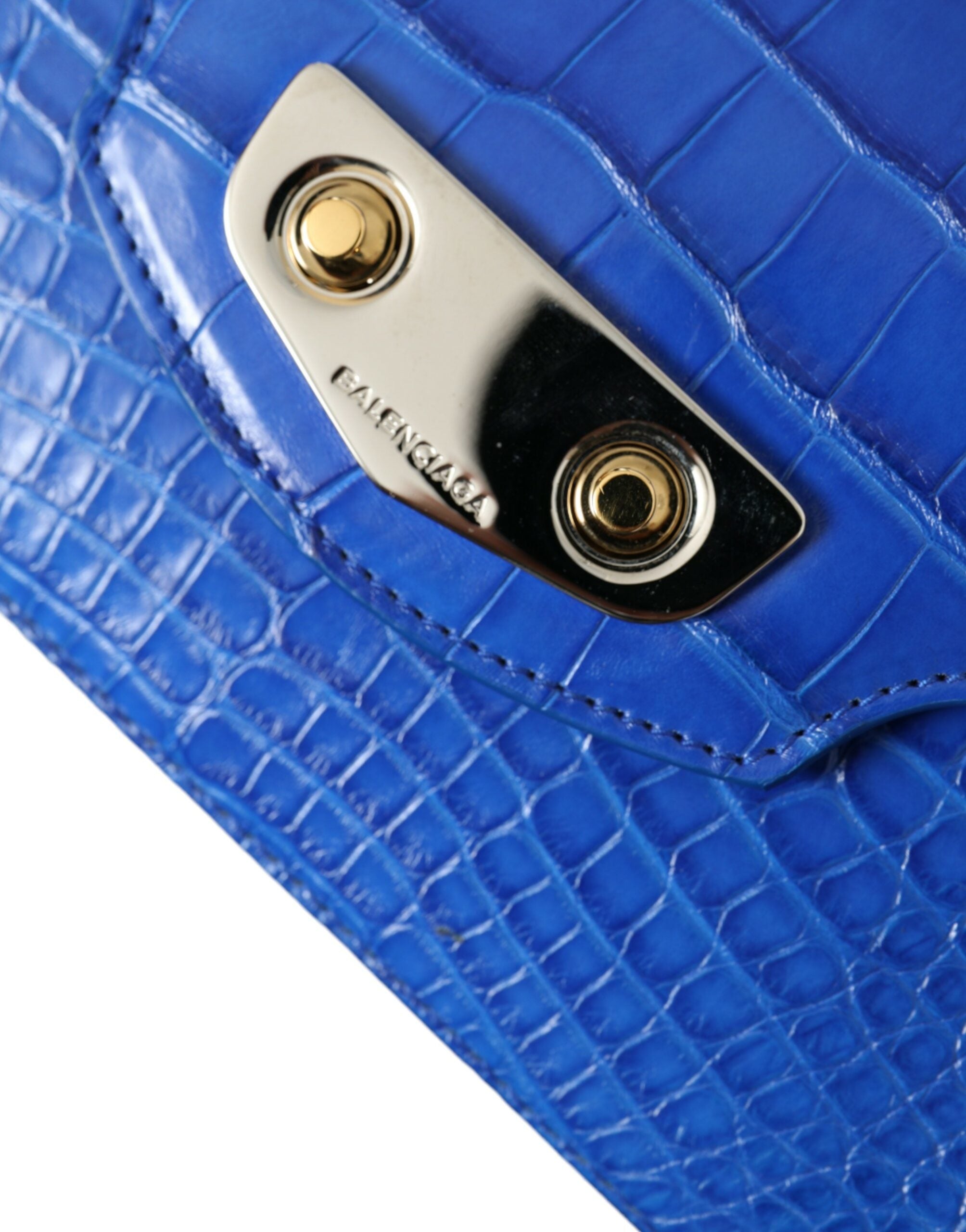 Geantă de umăr Balenciaga Mini din piele de aligator - Albastră elegantă