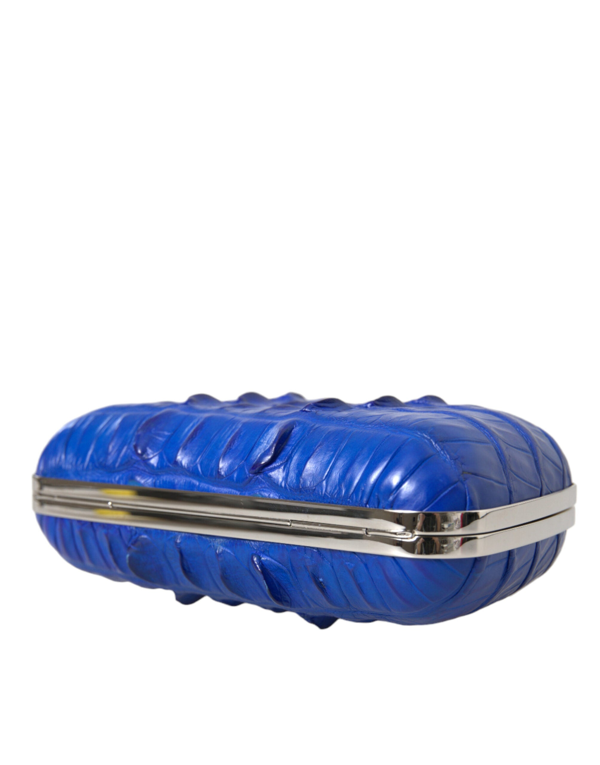 Clutch Balenciaga Albastru Electric din Piele de Crocodil