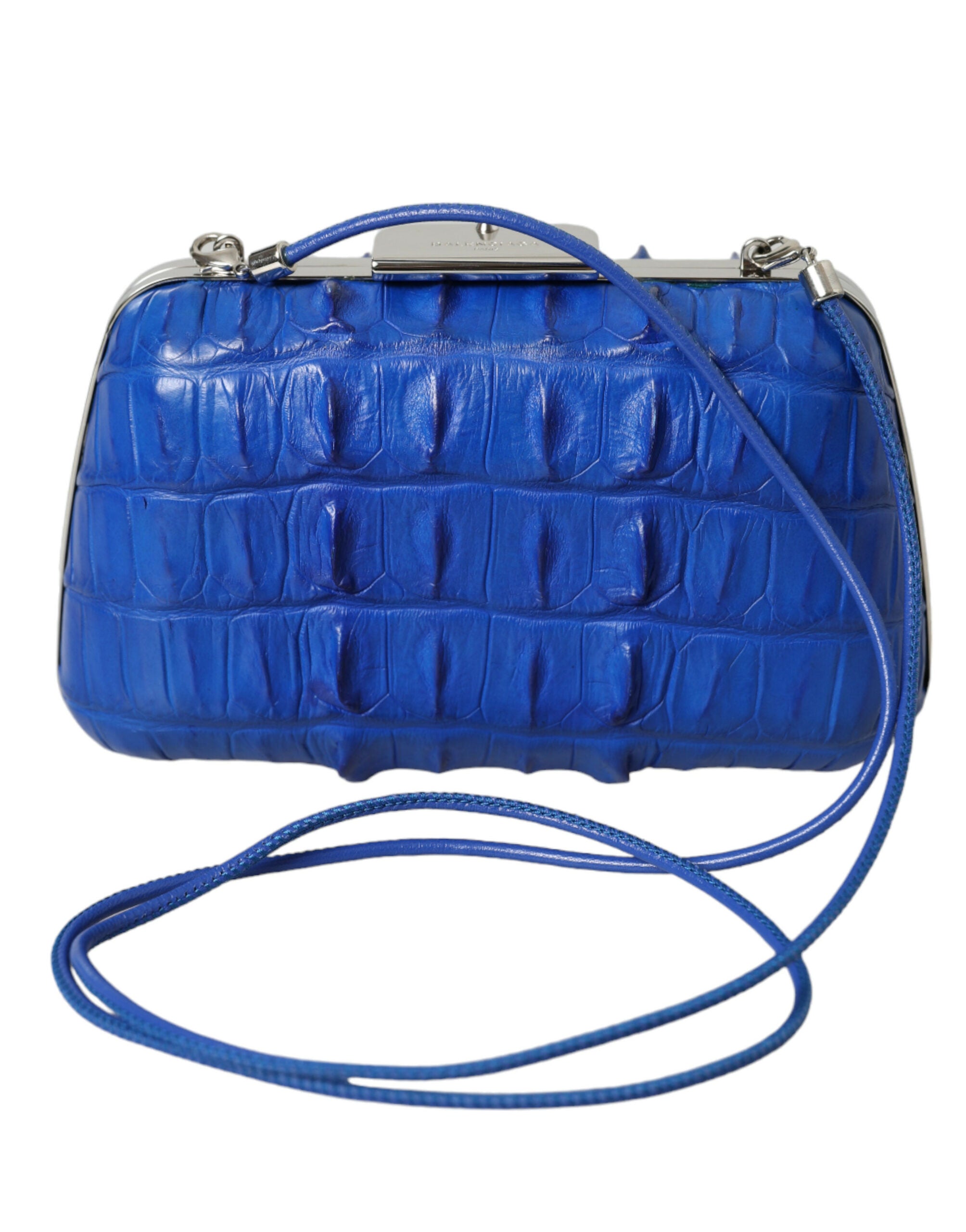 Balenciaga Clutch aus Krokodilleder in Elektroblau