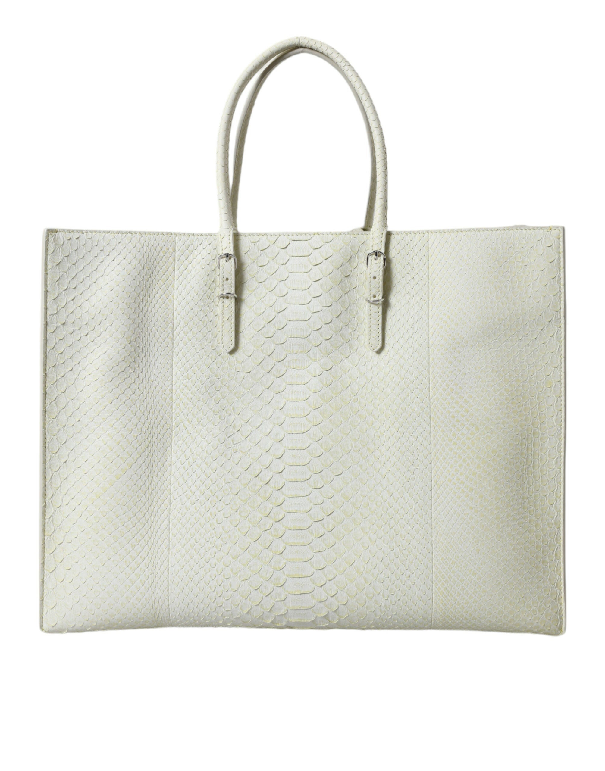 Balenciaga Chic Tote aus Pythonleder in Weiß und Gelb