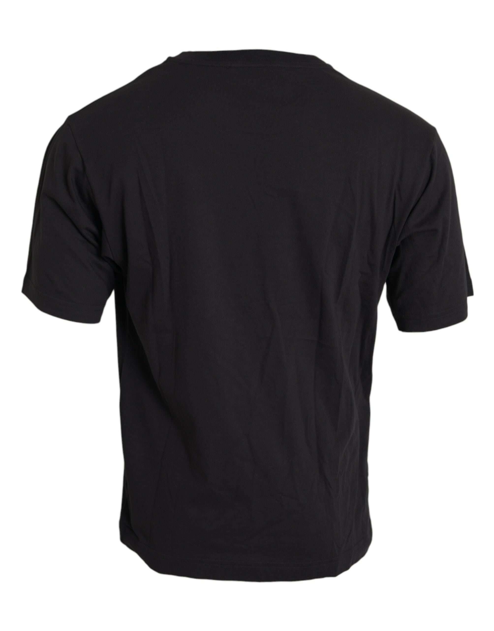 Dolce &amp; Gabbana – Schwarzes Baumwoll-T-Shirt mit Rundhalsausschnitt und bedruckter Tasche