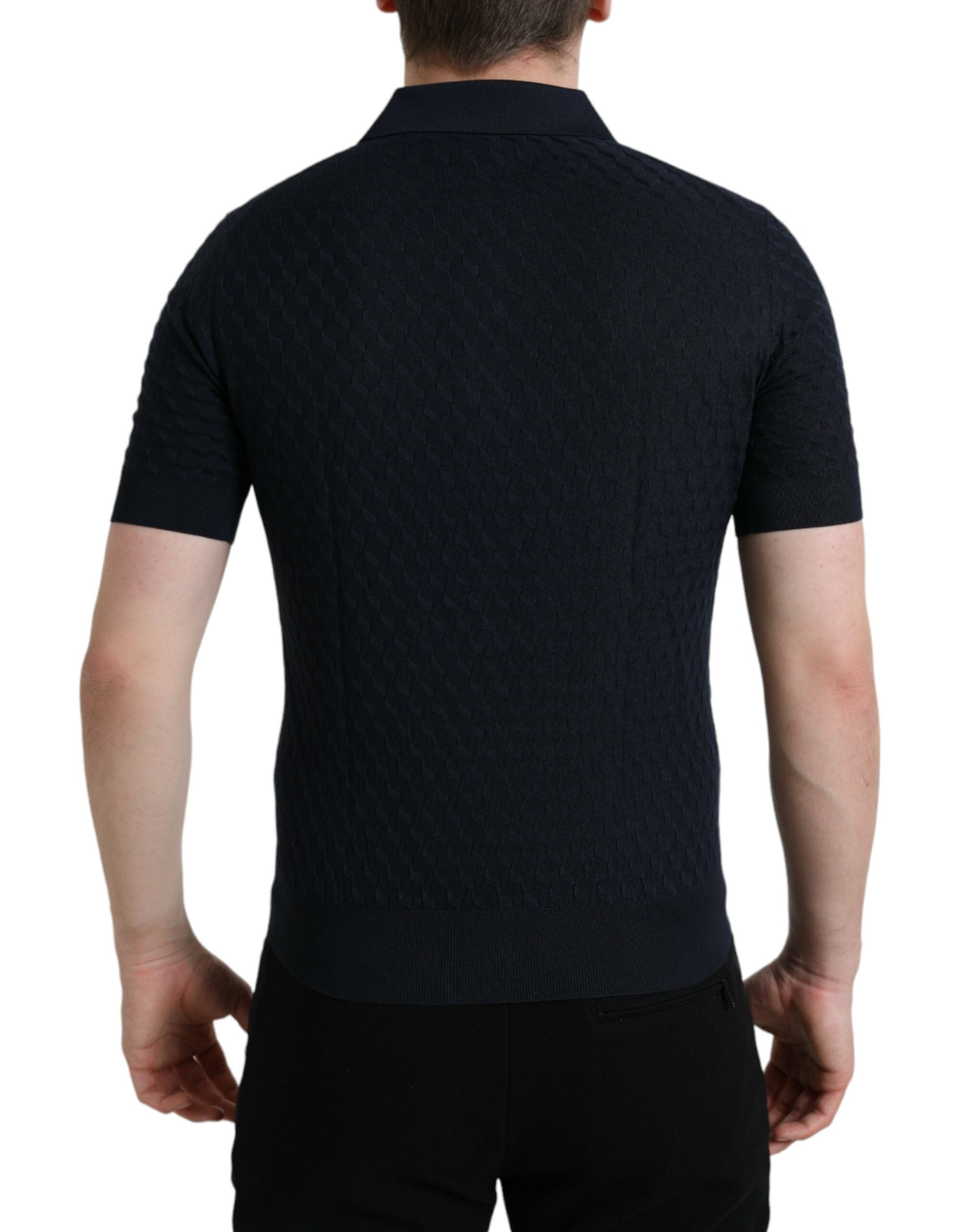 Tricou polo cu mânecă scurtă și guler albastru închis Dolce &amp; Gabbana