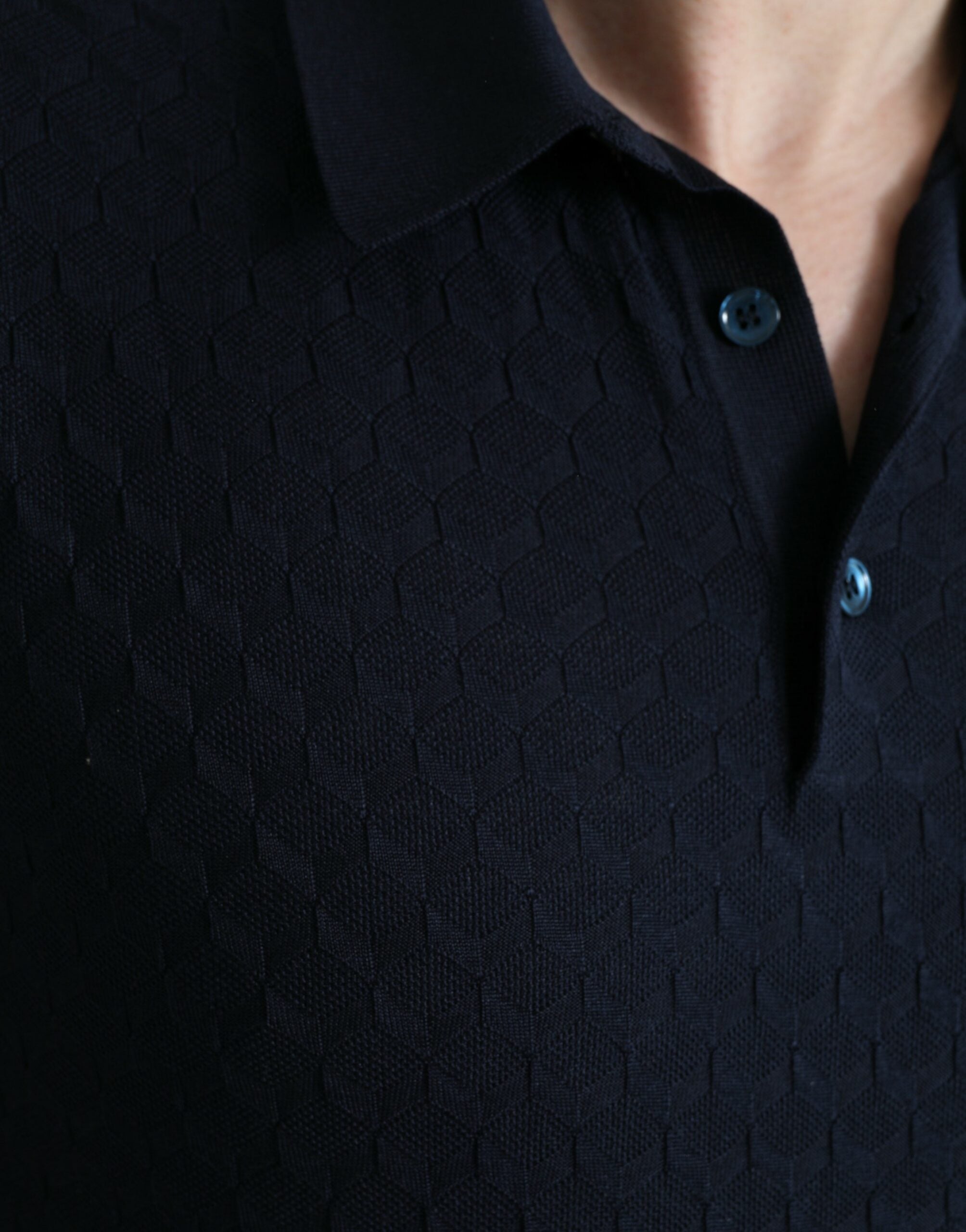 Tricou polo cu mânecă scurtă și guler albastru închis Dolce &amp; Gabbana