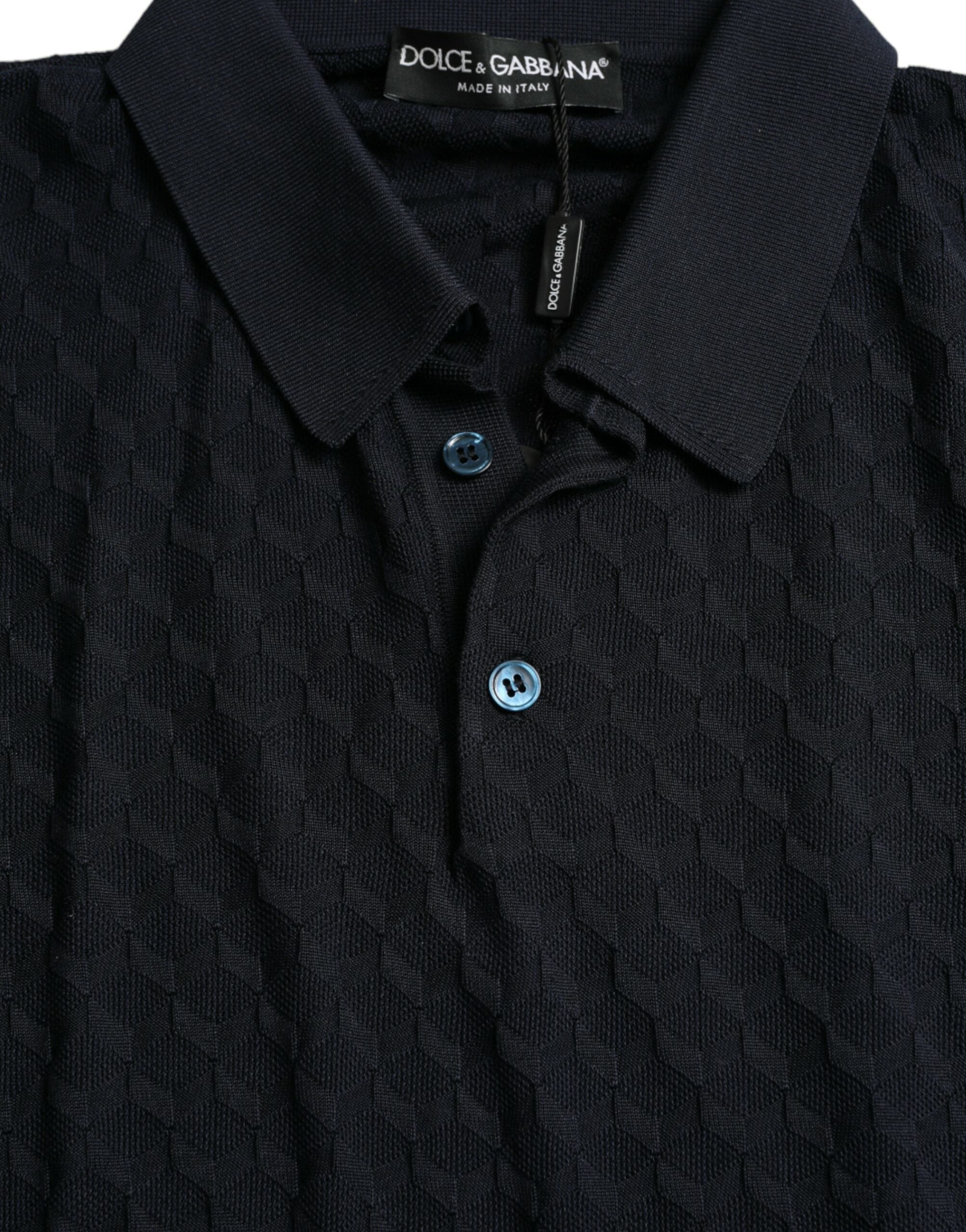 Tricou polo cu mânecă scurtă și guler albastru închis Dolce &amp; Gabbana