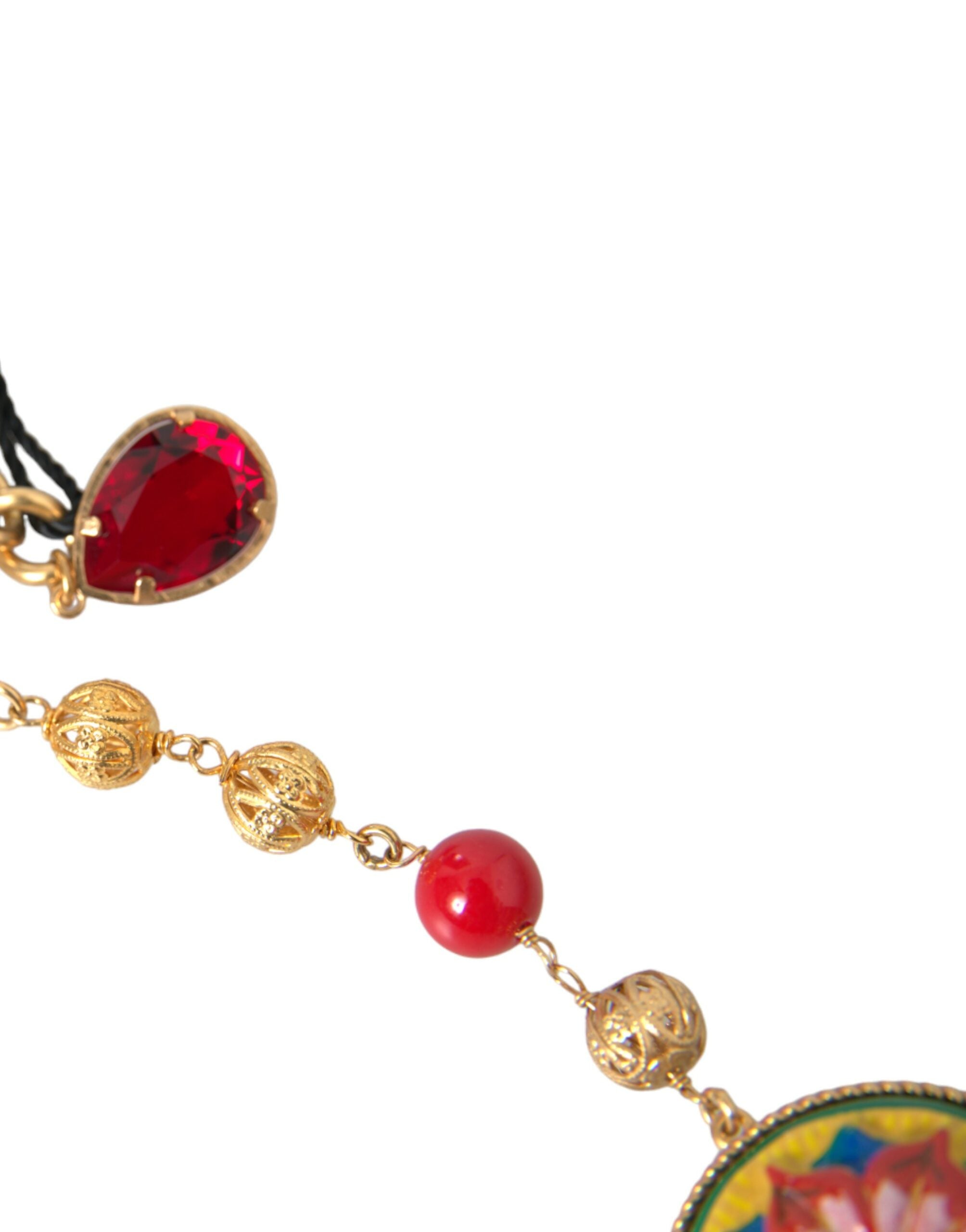 Dolce &amp; Gabbana Torero-Taillengürtel aus goldenem Messing mit rotem Pelz und Kristallen