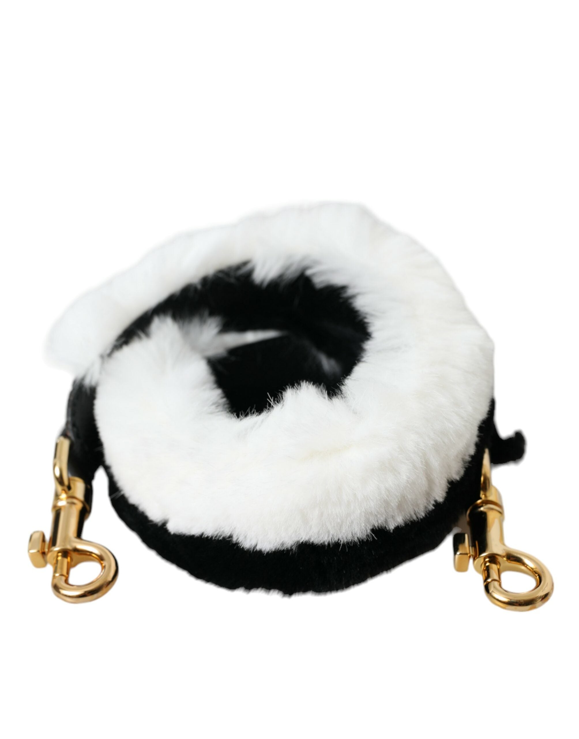 Dolce &amp; Gabbana Accesoriu de umăr din blană de lapin alb negru