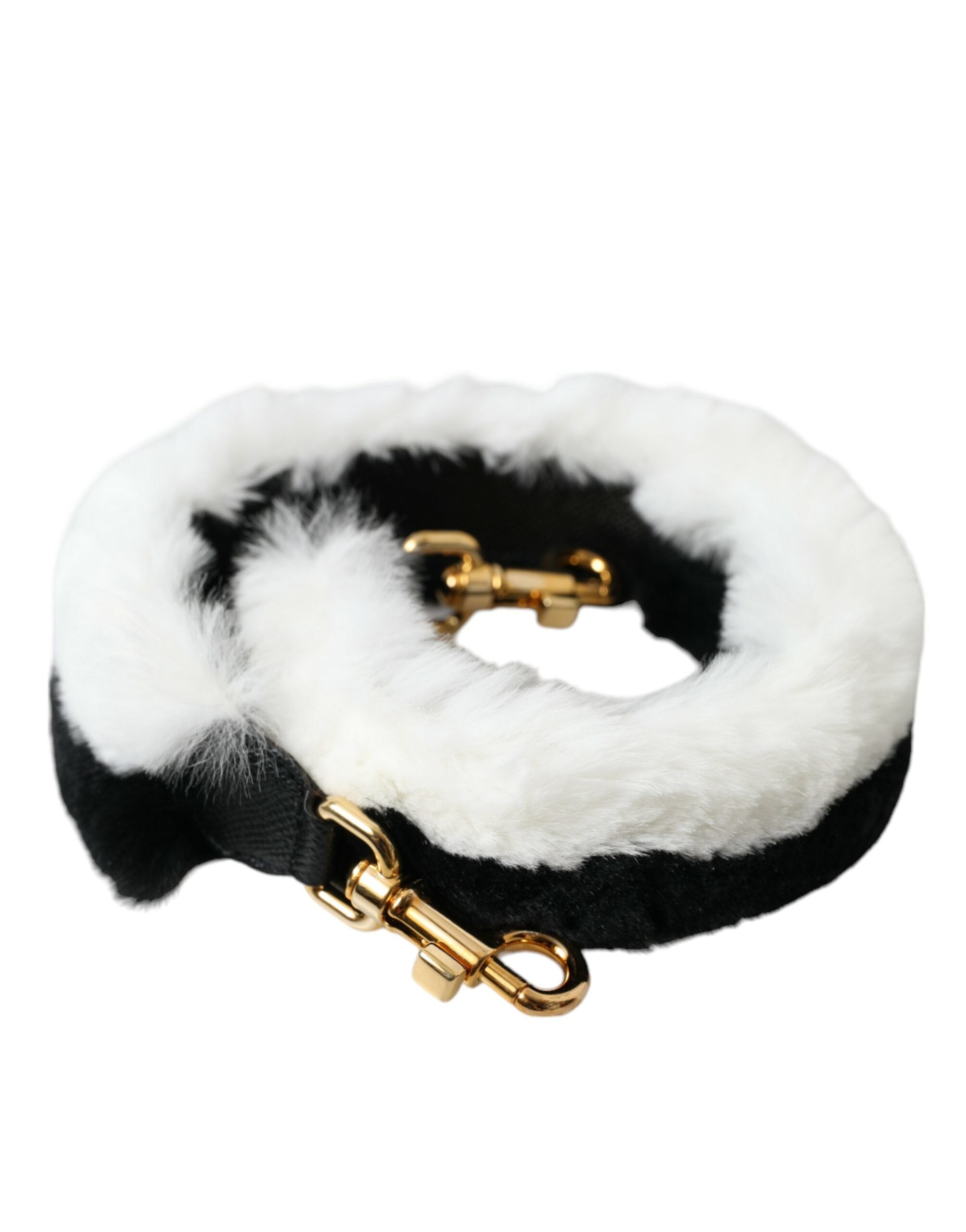 Dolce &amp; Gabbana Accesoriu de umăr din blană de lapin alb negru