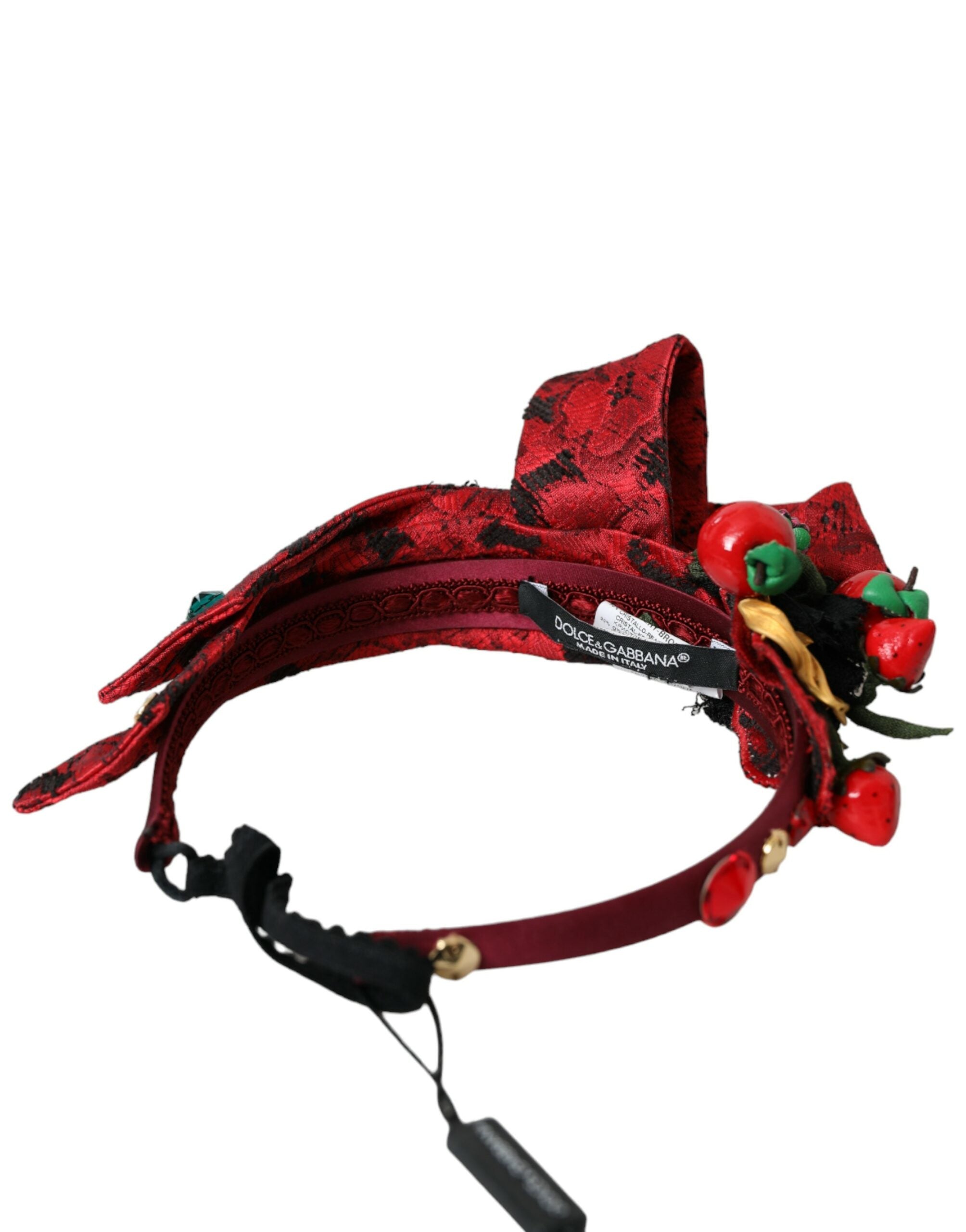 Dolce &amp; Gabbana Bandă de păr cu imprimeu Red Cherry Sicily pentru femei