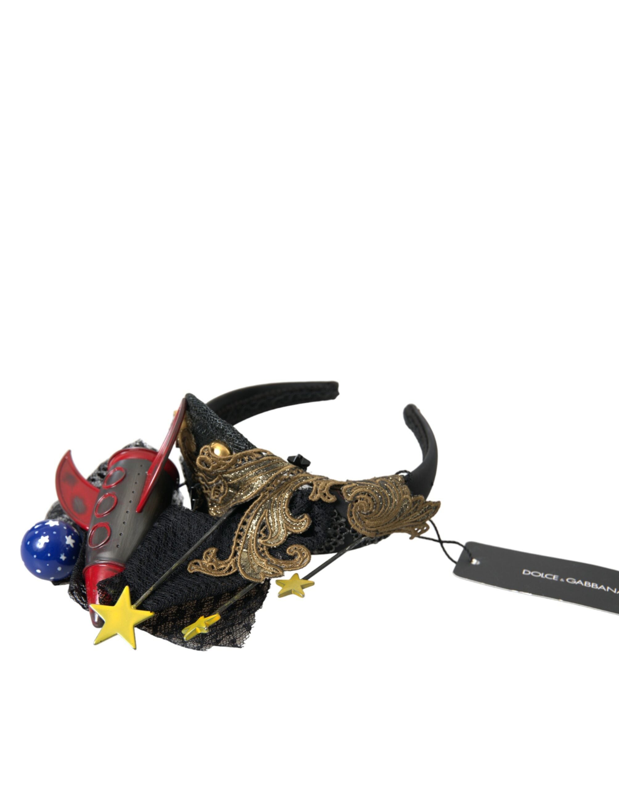 Dolce &amp; Gabbana Diademă cu bentiță de păr cu stele din cristal și rachetă multicoloră