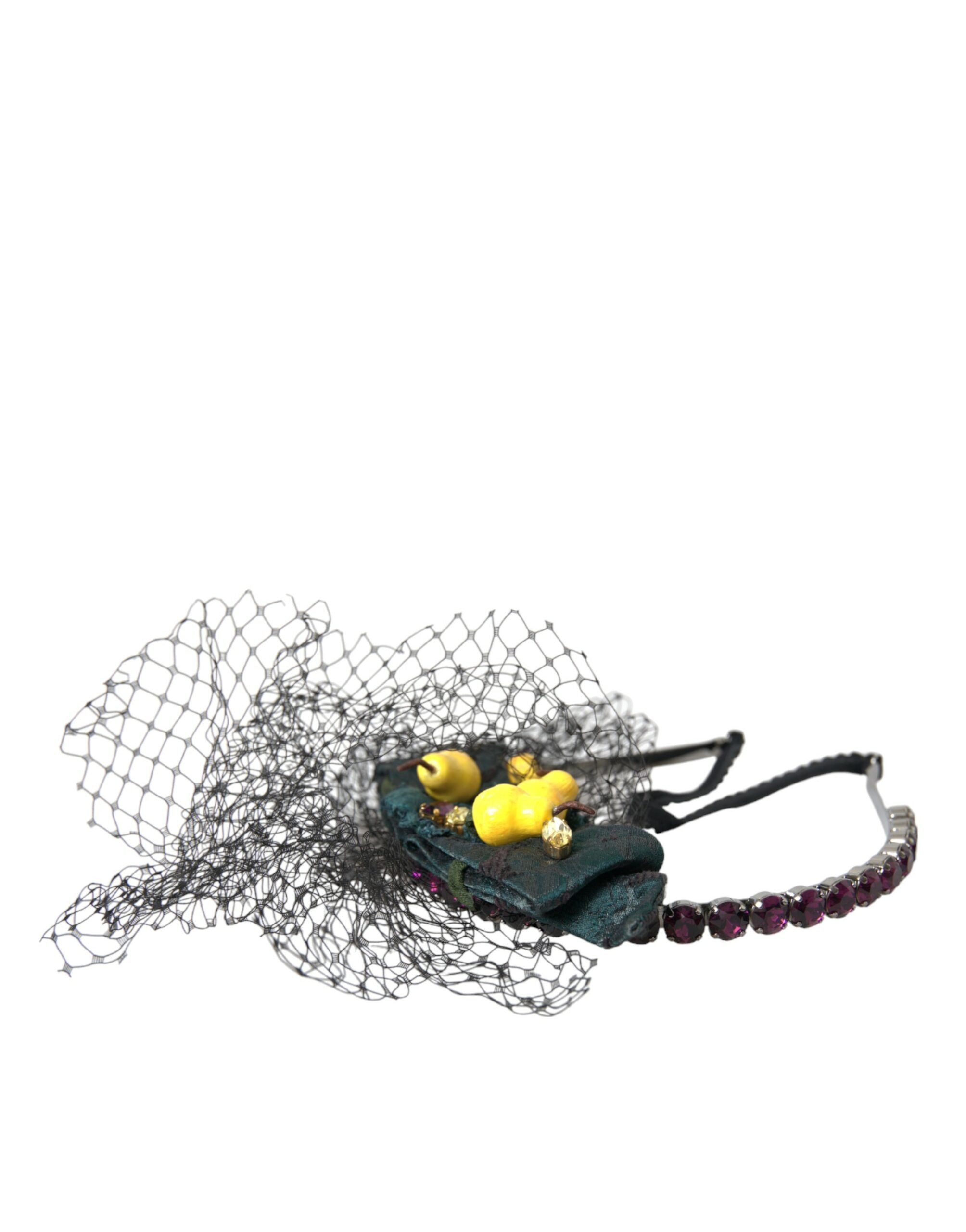 Dolce &amp; Gabbana Diademă cu bandă de păr din plasă de cristal mov Black Lemons Sicily
