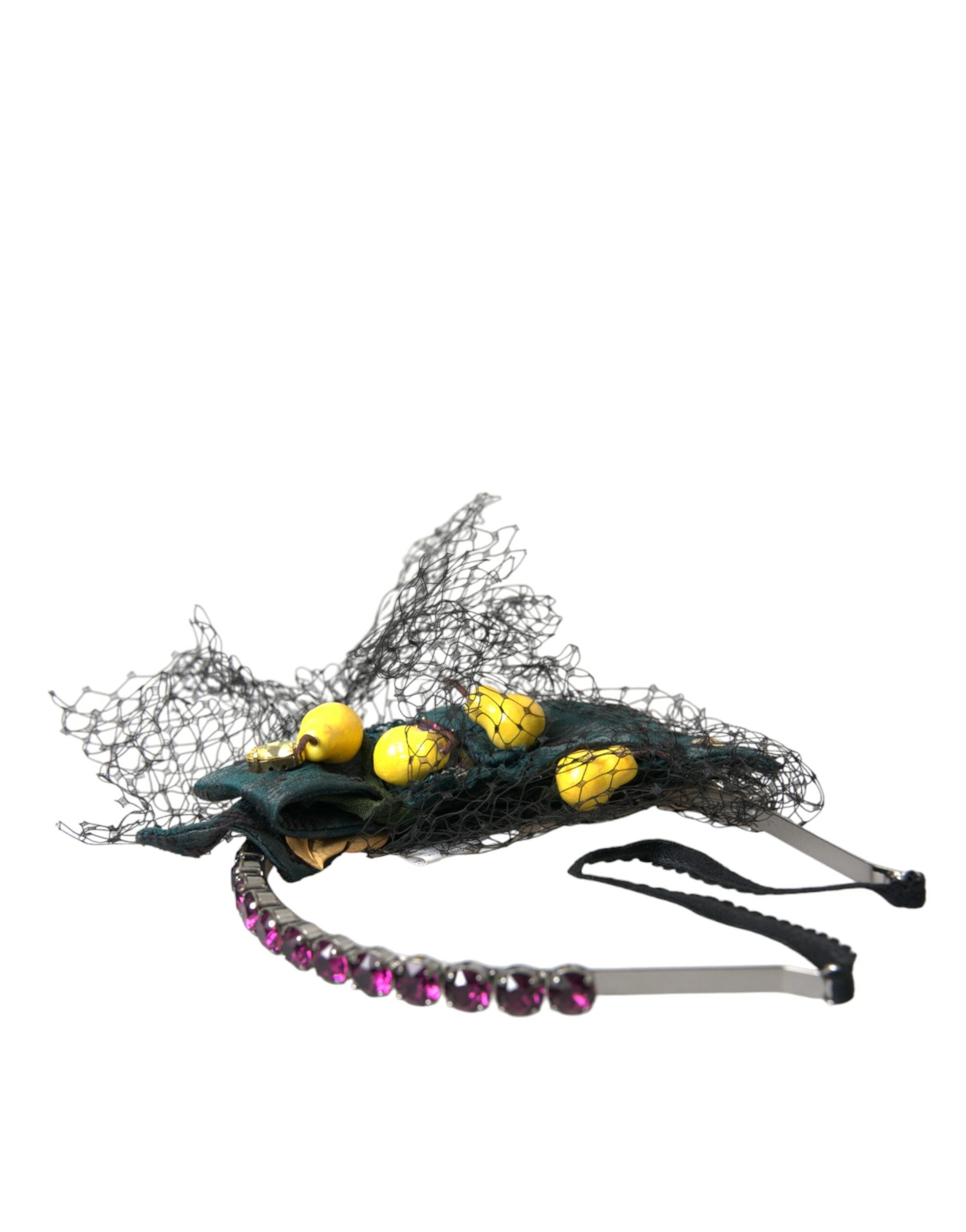 Dolce &amp; Gabbana Diademă cu bandă de păr din plasă de cristal mov Black Lemons Sicily