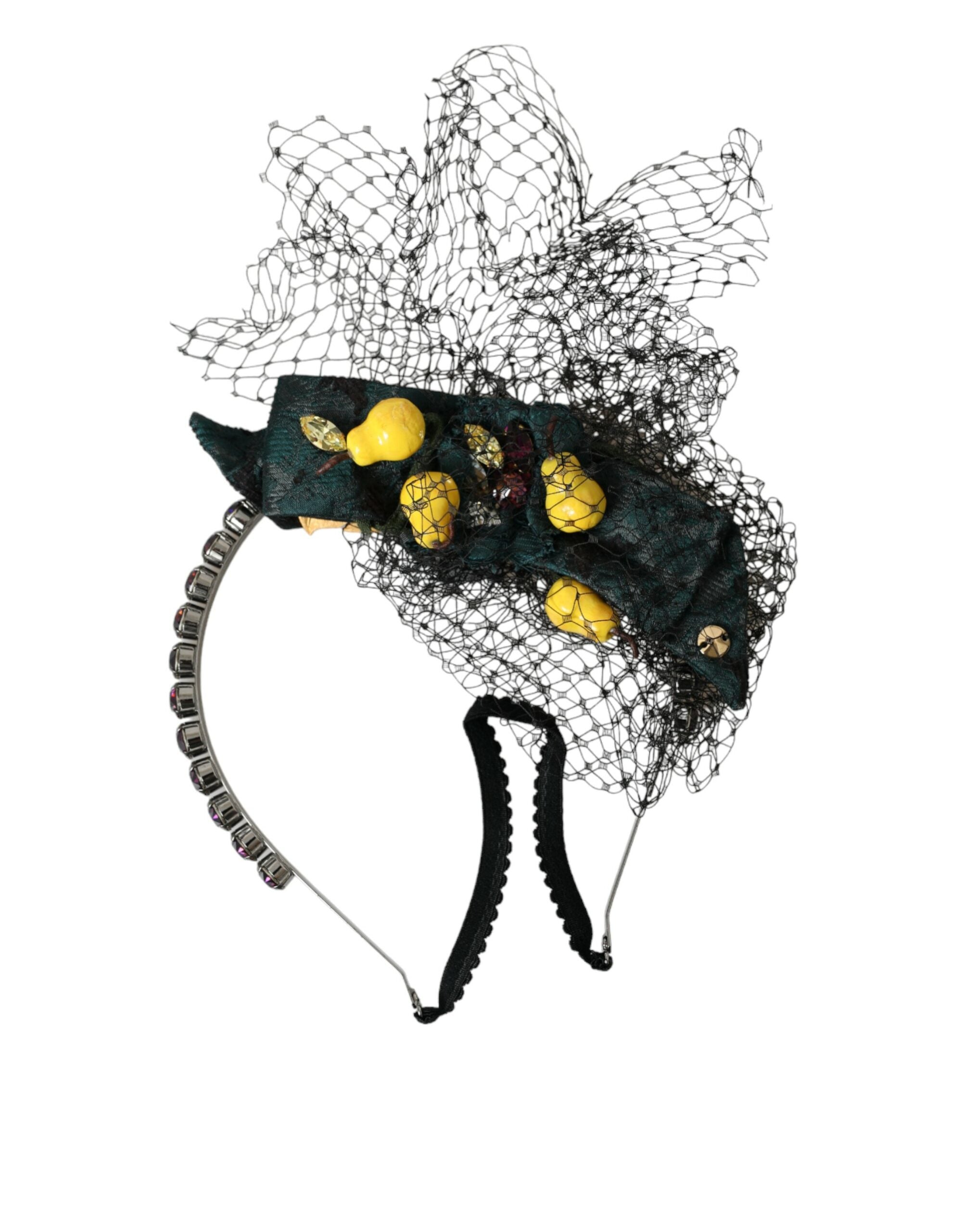Dolce &amp; Gabbana Diademă cu bandă de păr din plasă de cristal mov Black Lemons Sicily