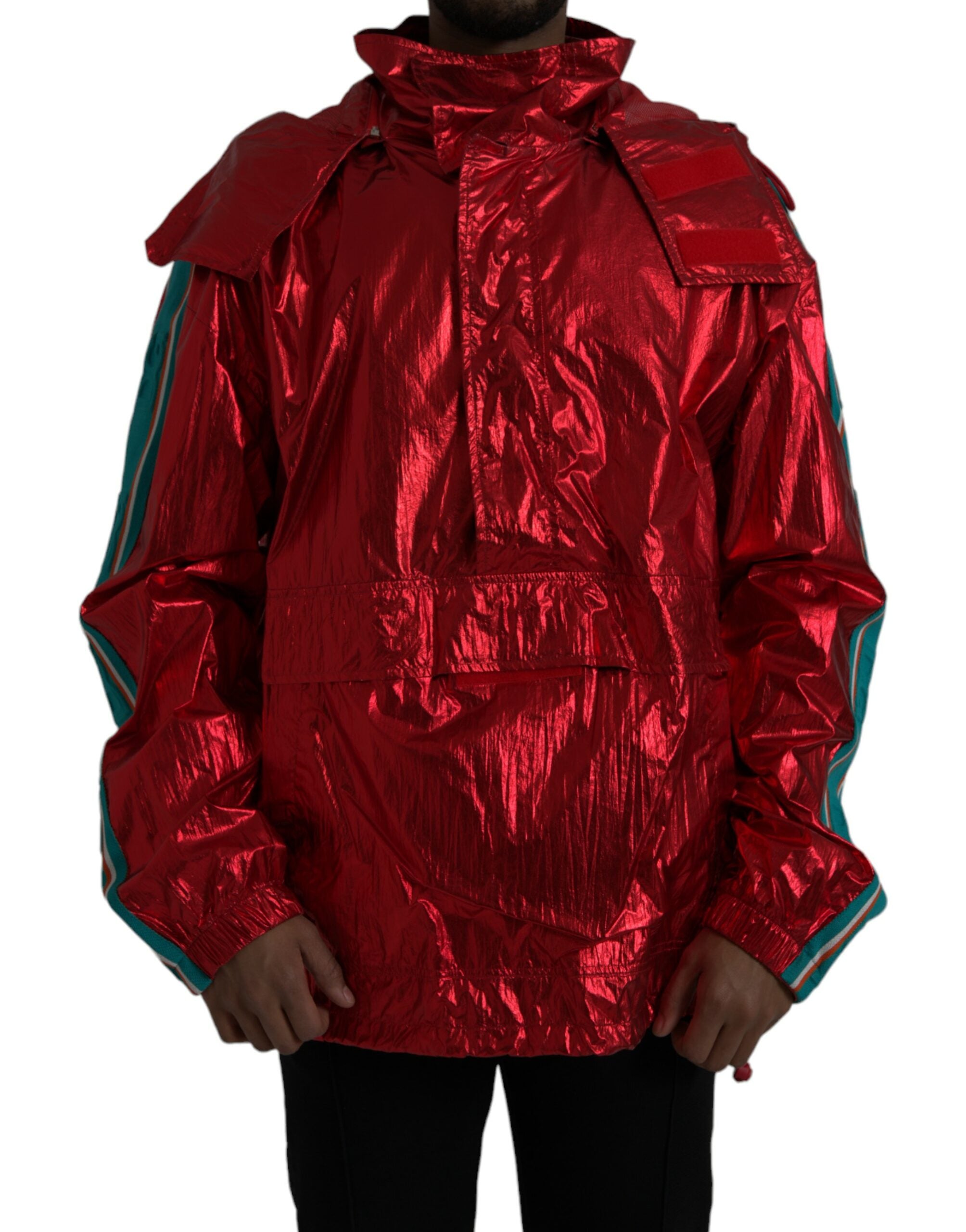 Dolce &amp; Gabbana – Rote Sweatshirtjacke aus Nylon mit Kapuze