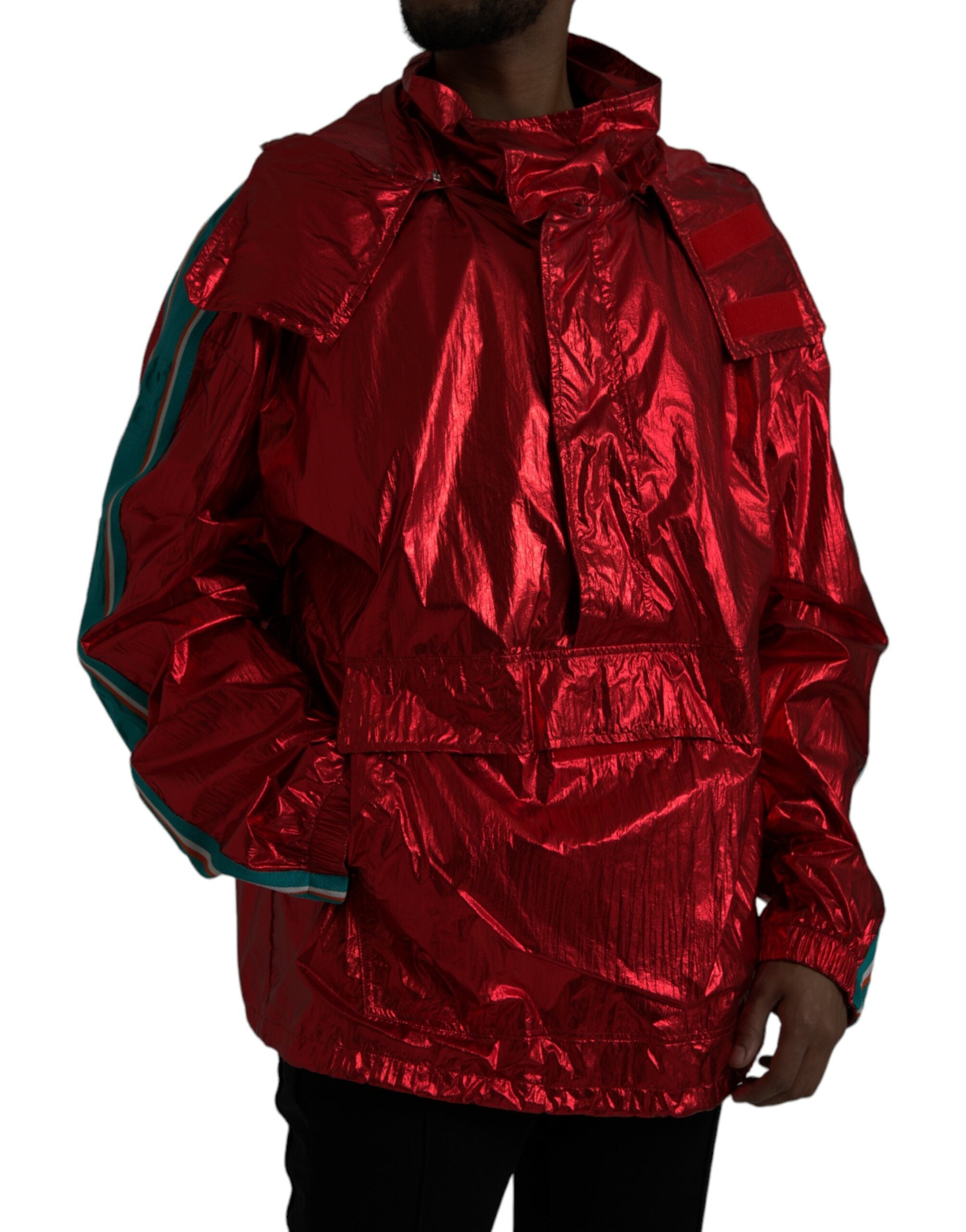 Dolce &amp; Gabbana – Rote Sweatshirtjacke aus Nylon mit Kapuze