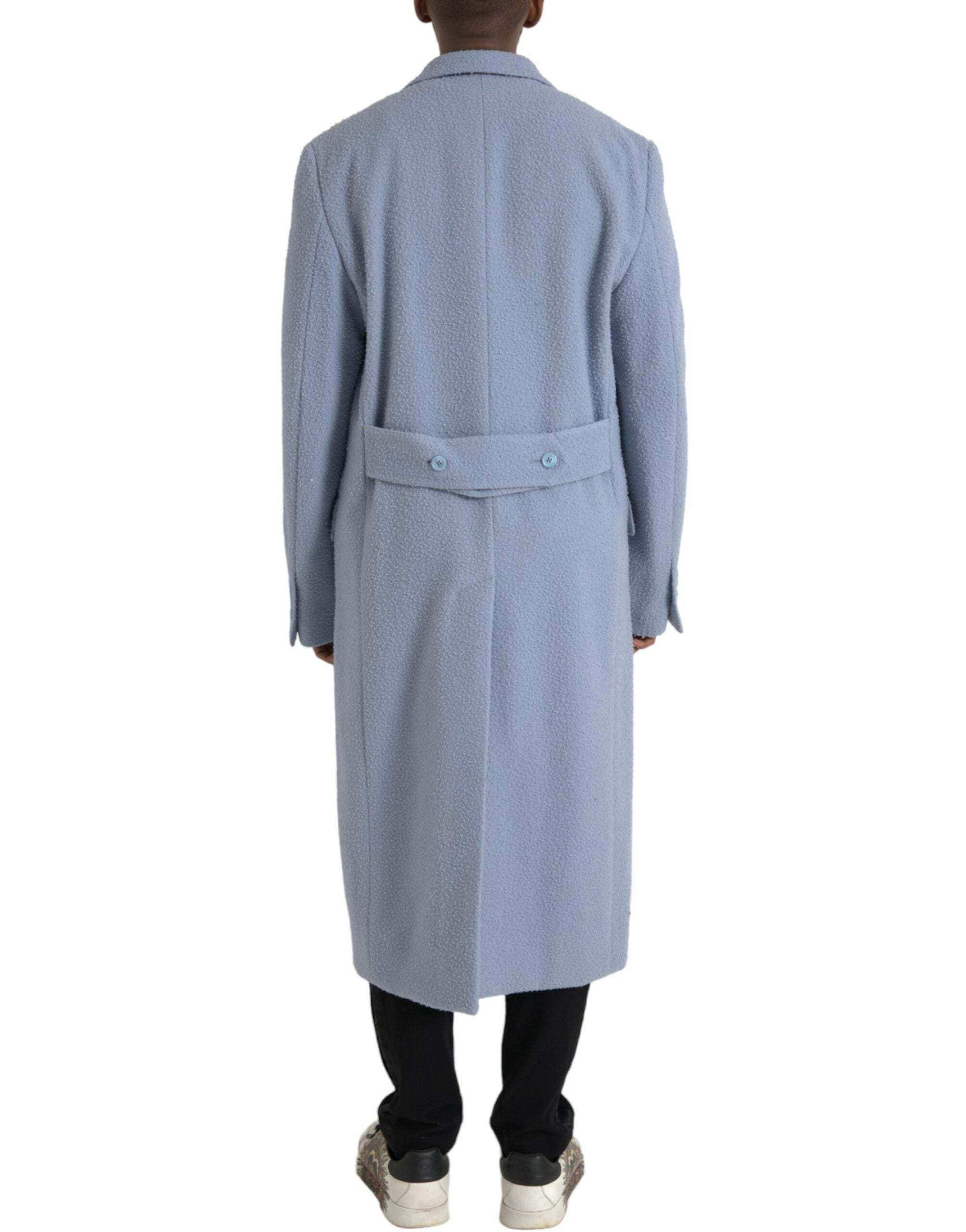Trench lung Dolce &amp; Gabbana albastru cu două nasturi