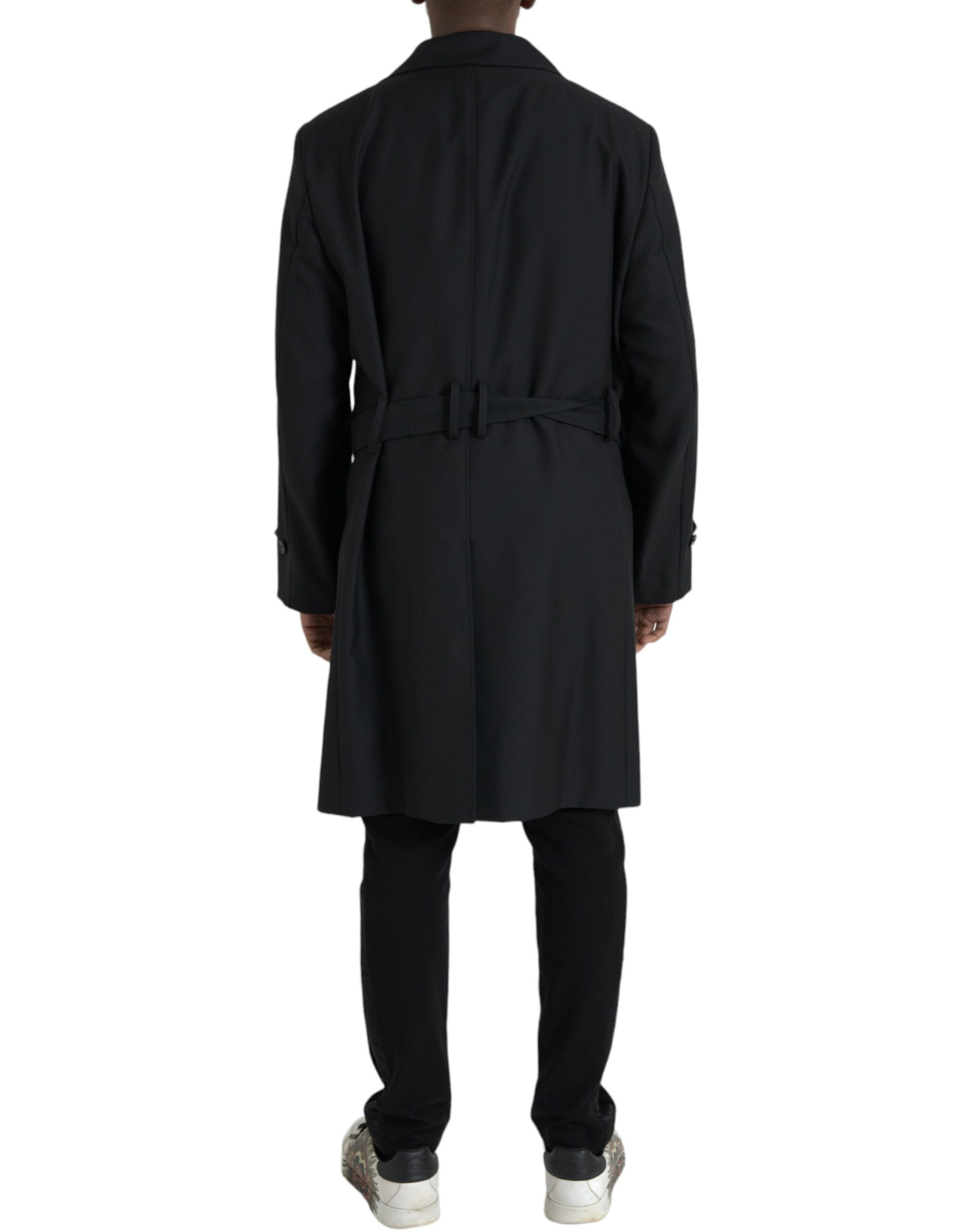 Trench Dolce &amp; Gabbana negru cu două rânduri de nasturi