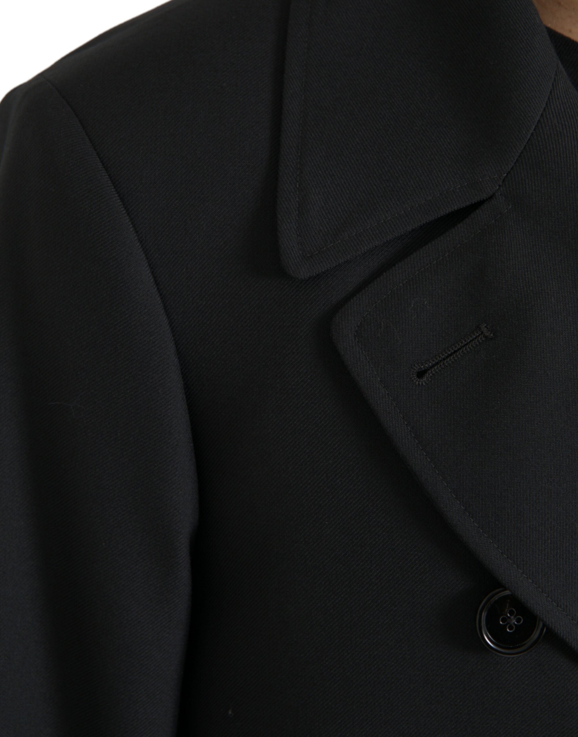 Trench Dolce &amp; Gabbana negru cu două rânduri de nasturi