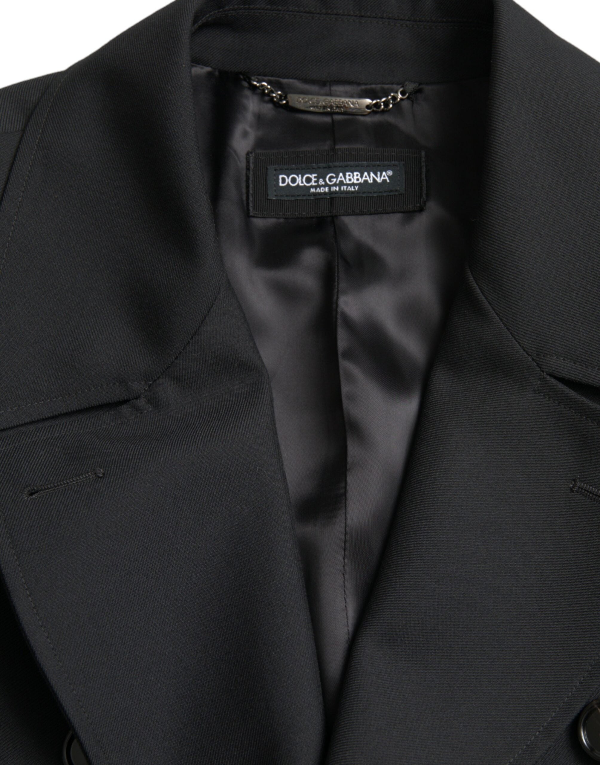 Trench Dolce &amp; Gabbana negru cu două rânduri de nasturi