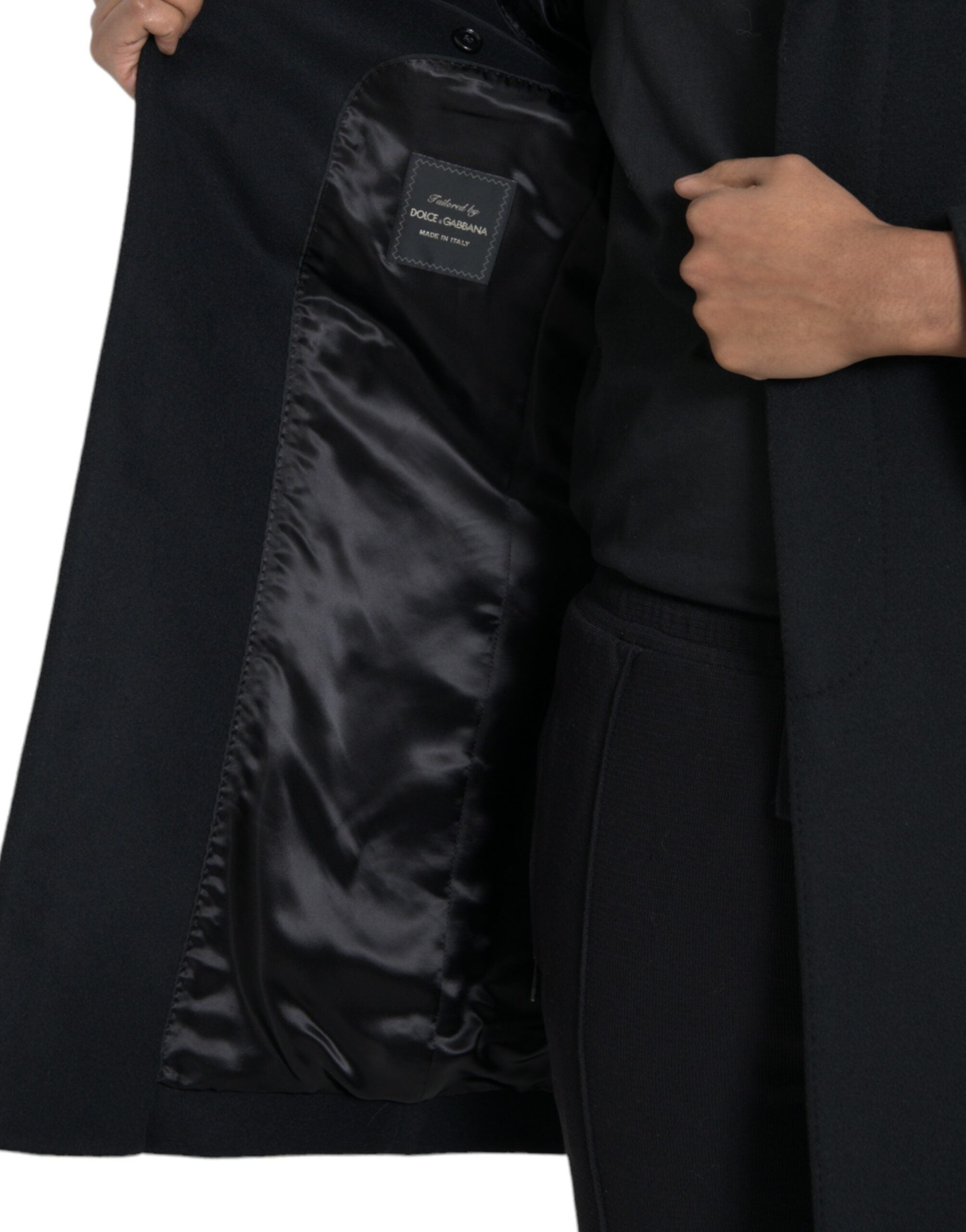 Trench Dolce &amp; Gabbana negru cu un singur nasture