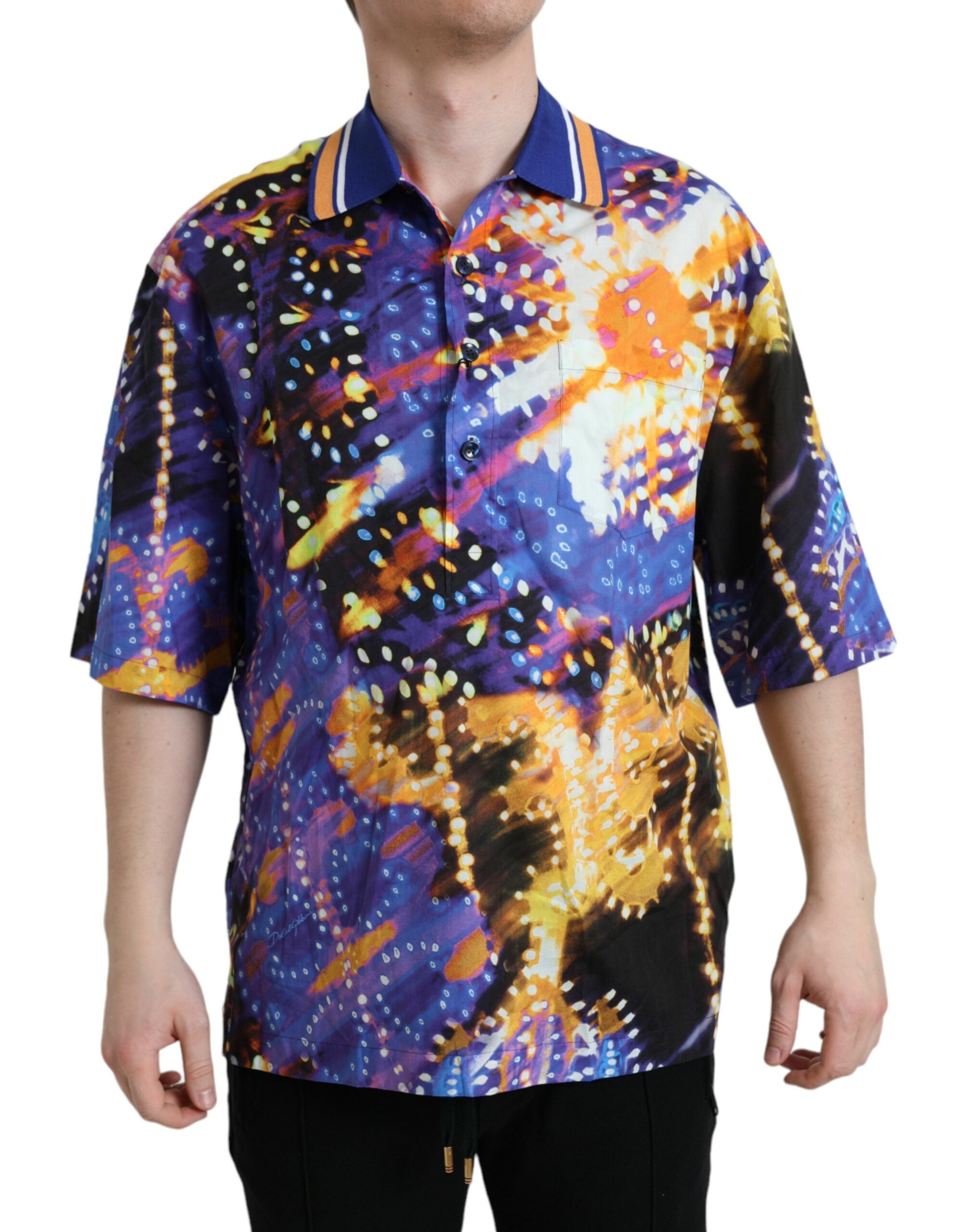 Mehrfarbiges Freizeithemd aus Baumwolle mit Luminarie-Print von Dolce &amp; Gabbana